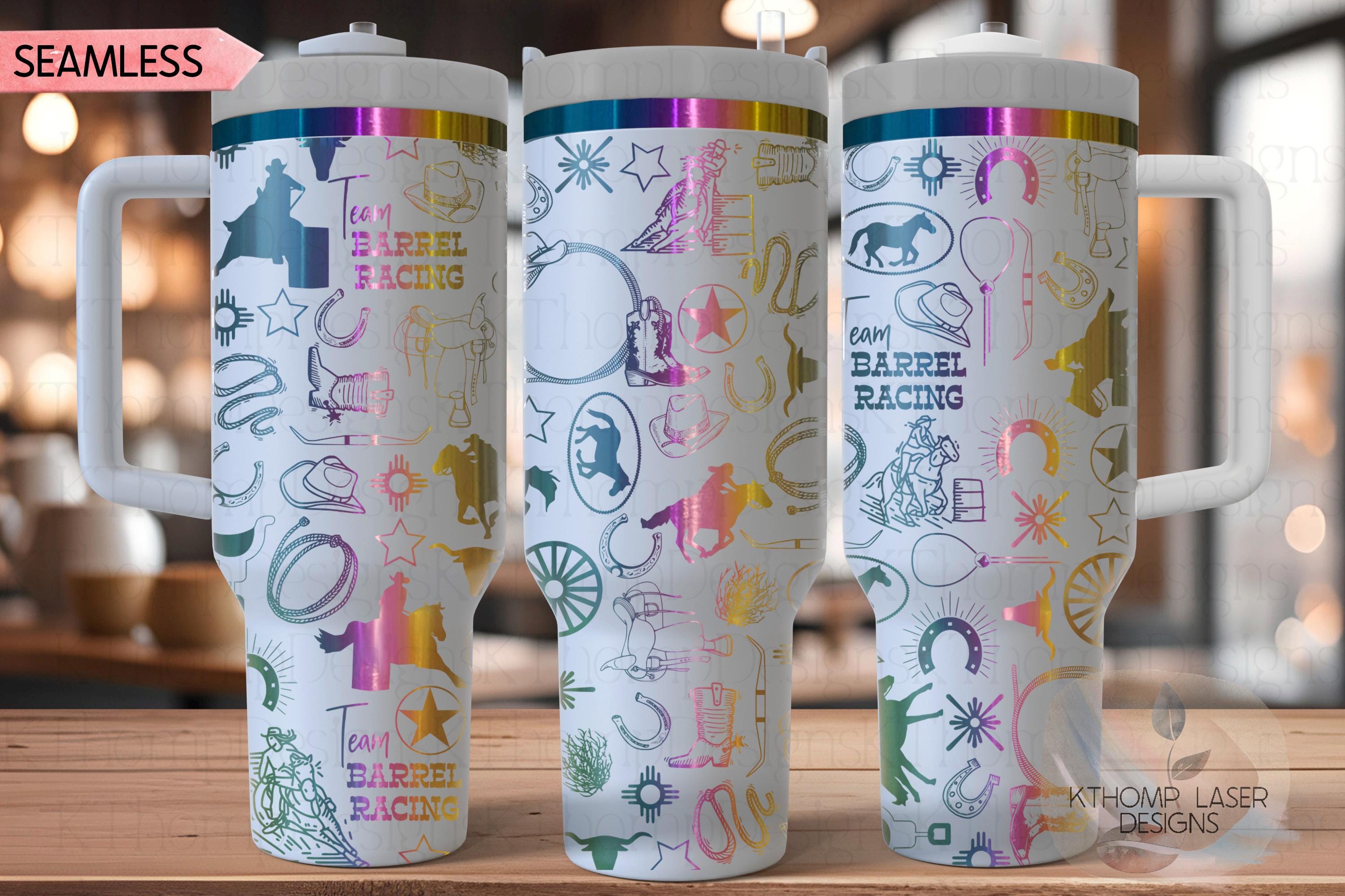 Team Barrel Racing Rodeo Cowboy Tumbler Wrap SVG | 40oz Laser Engraving File | Rotary Ready Digital Design | Western Farm SVG