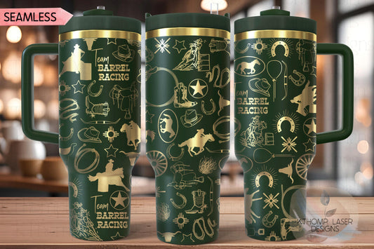 Team Barrel Racing Rodeo Cowboy Tumbler Wrap SVG | 40oz Laser Engraving File | Rotary Ready Digital Design | Western Farm SVG