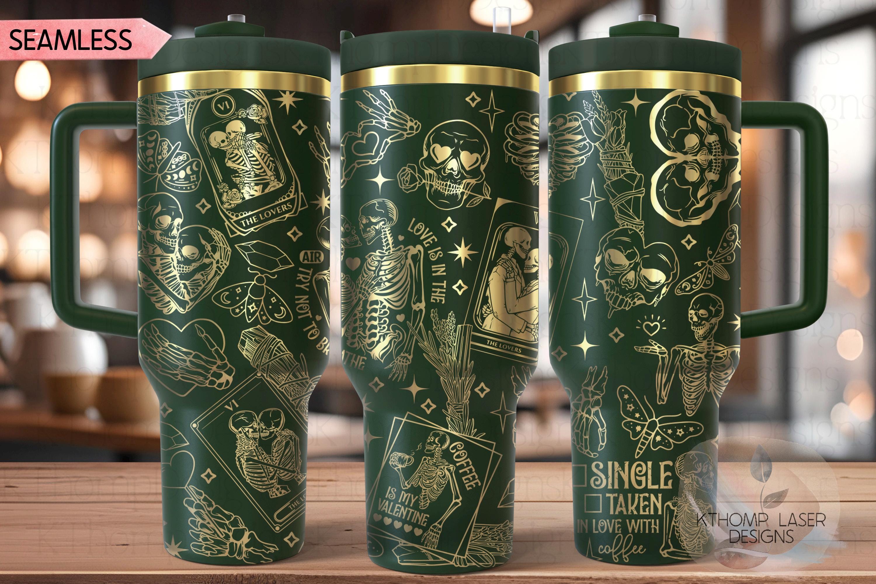 Valentine Skeletons Dead Inside Lovers Holiday Tumbler Wrap SVG | 40oz Laser Engraving File | Rotary Ready Digital Design | Seasonal SVG
