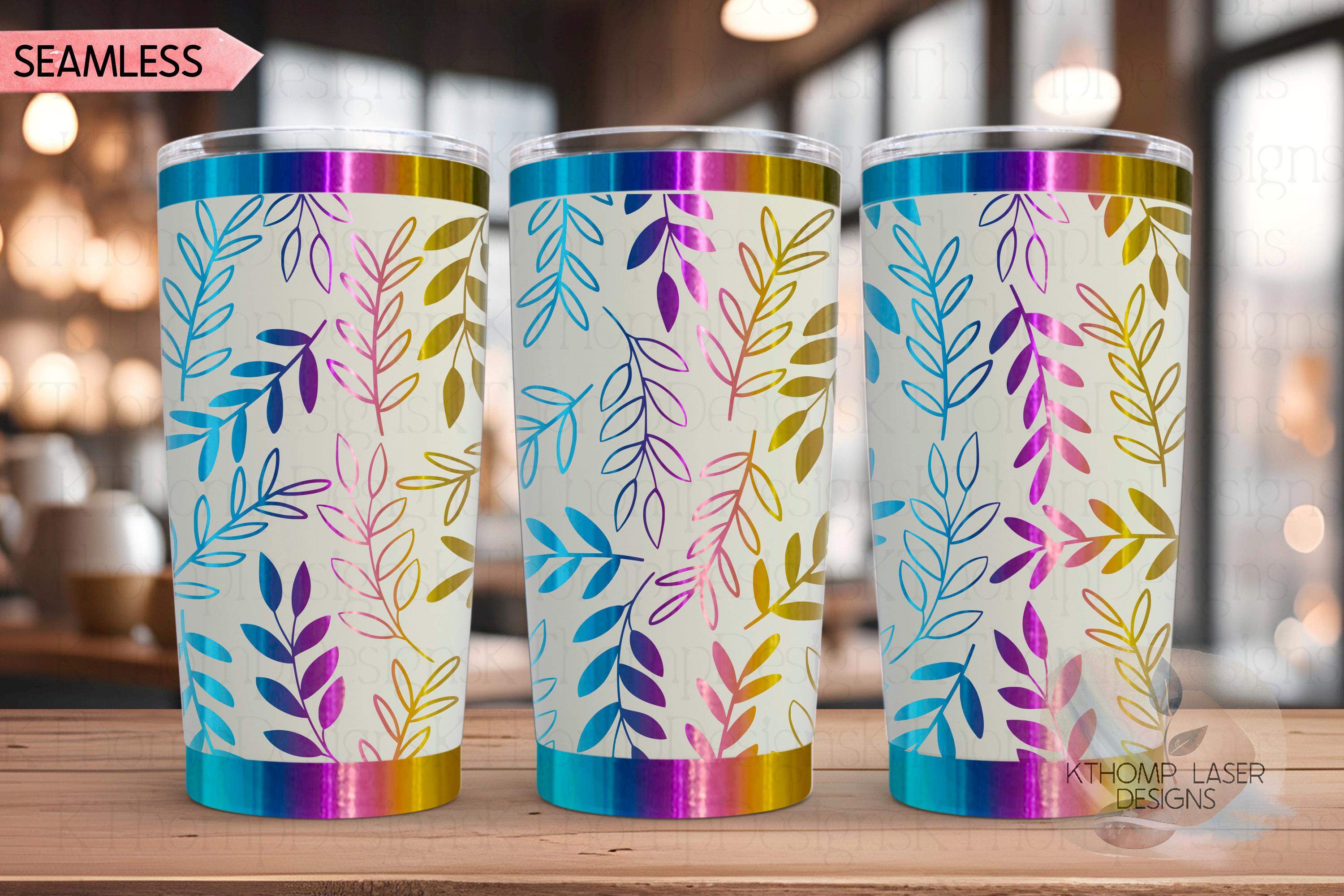 Abstract Leaves Tumbler Wrap SVG | 20oz and 30oz Laser Engraving File | Rotary Engrave Digital Design | Floral SVG Design