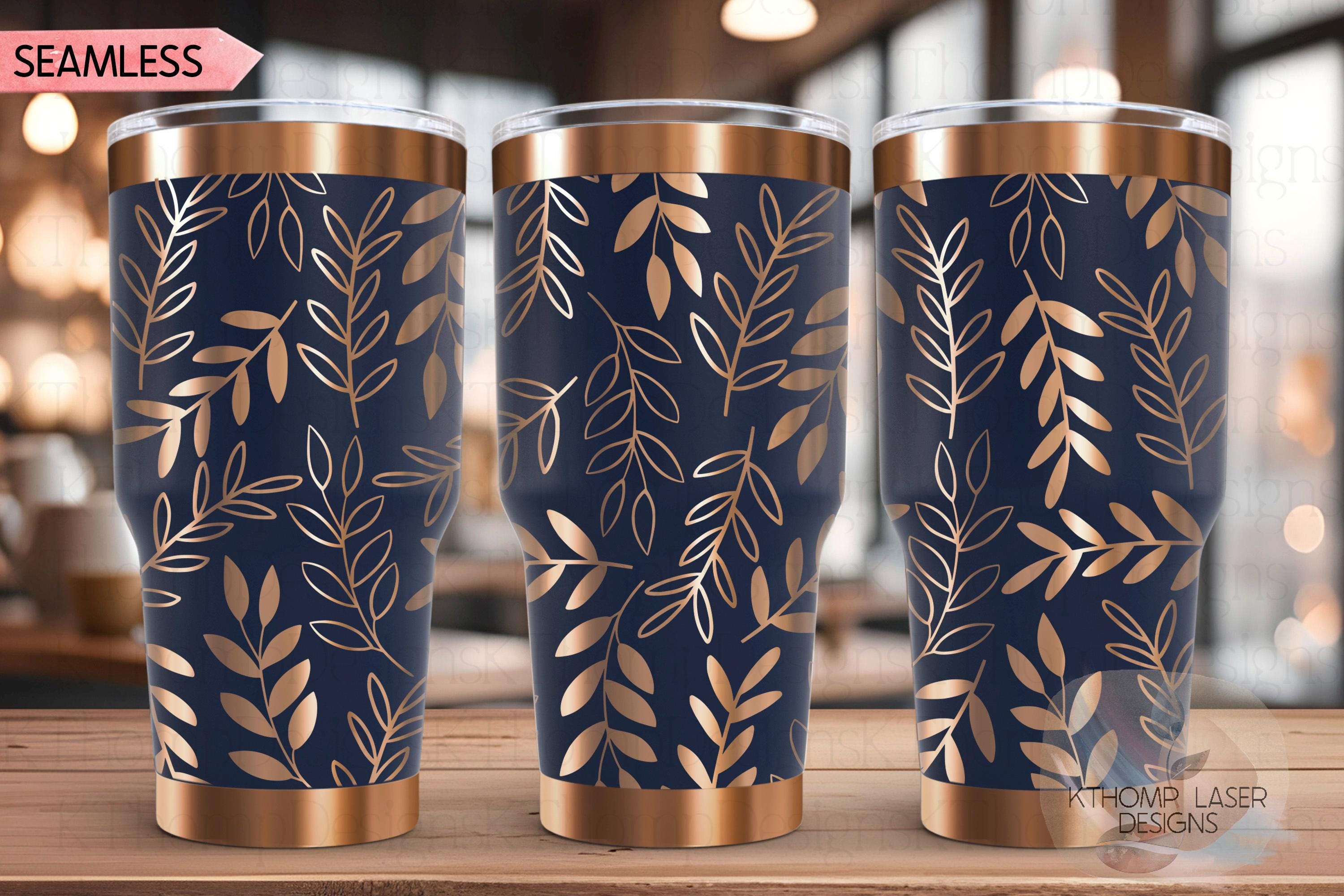 Abstract Leaves Tumbler Wrap SVG | 20oz and 30oz Laser Engraving File | Rotary Engrave Digital Design | Floral SVG Design