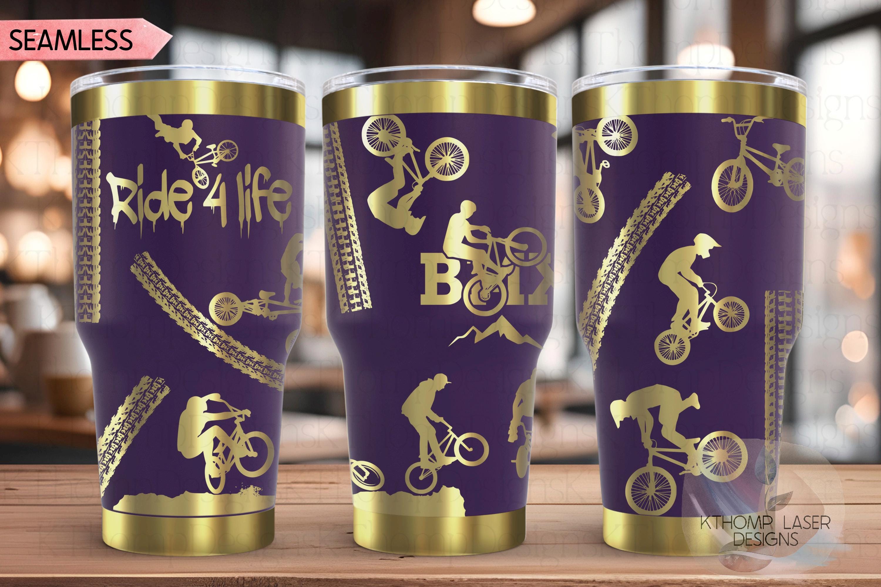 BMX Biker BMX Racing Tumbler Wrap SVG | 20oz and 30oz Laser Engraving File | Rotary Ready Digital Design | Sports Fan Digital Design