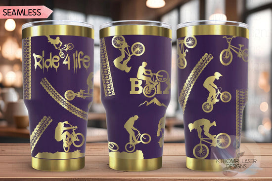 BMX Biker BMX Racing Tumbler Wrap SVG | 20oz and 30oz Laser Engraving File | Rotary Ready Digital Design | Sports Fan Digital Design