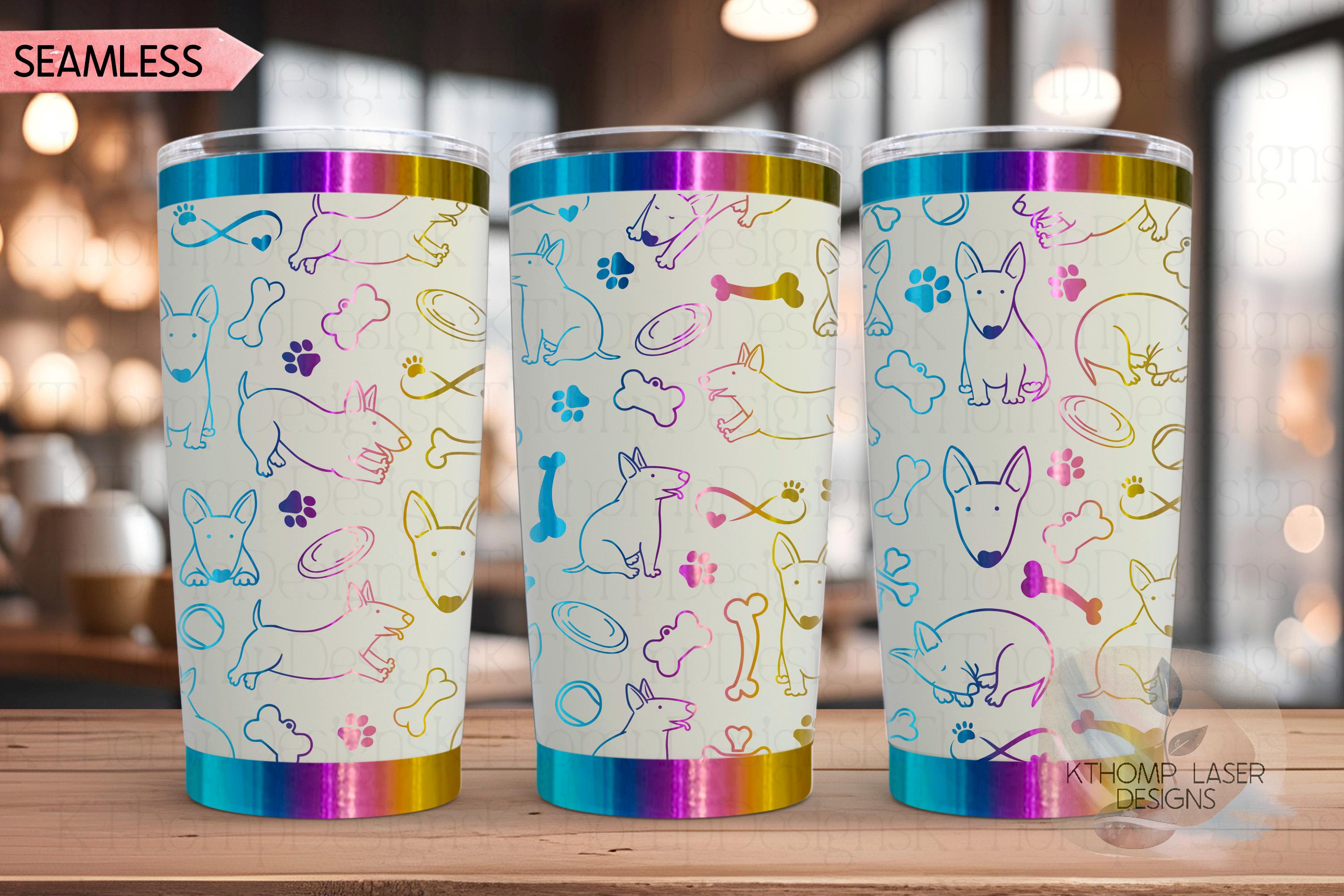 Bull Terrier Tumbler Wrap SVG | 20oz and 30oz Laser Engraving File | Rotary Engrave Digital Design | Dog Lover Gift