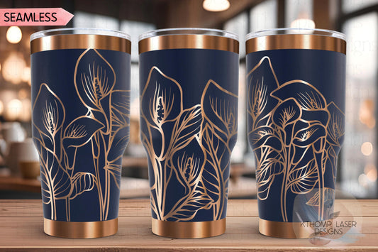 Calla Lilies Tumbler Wrap SVG | 20oz and 30oz Laser Engraving File | Rotary Engrave Digital Design | Floral SVG Design