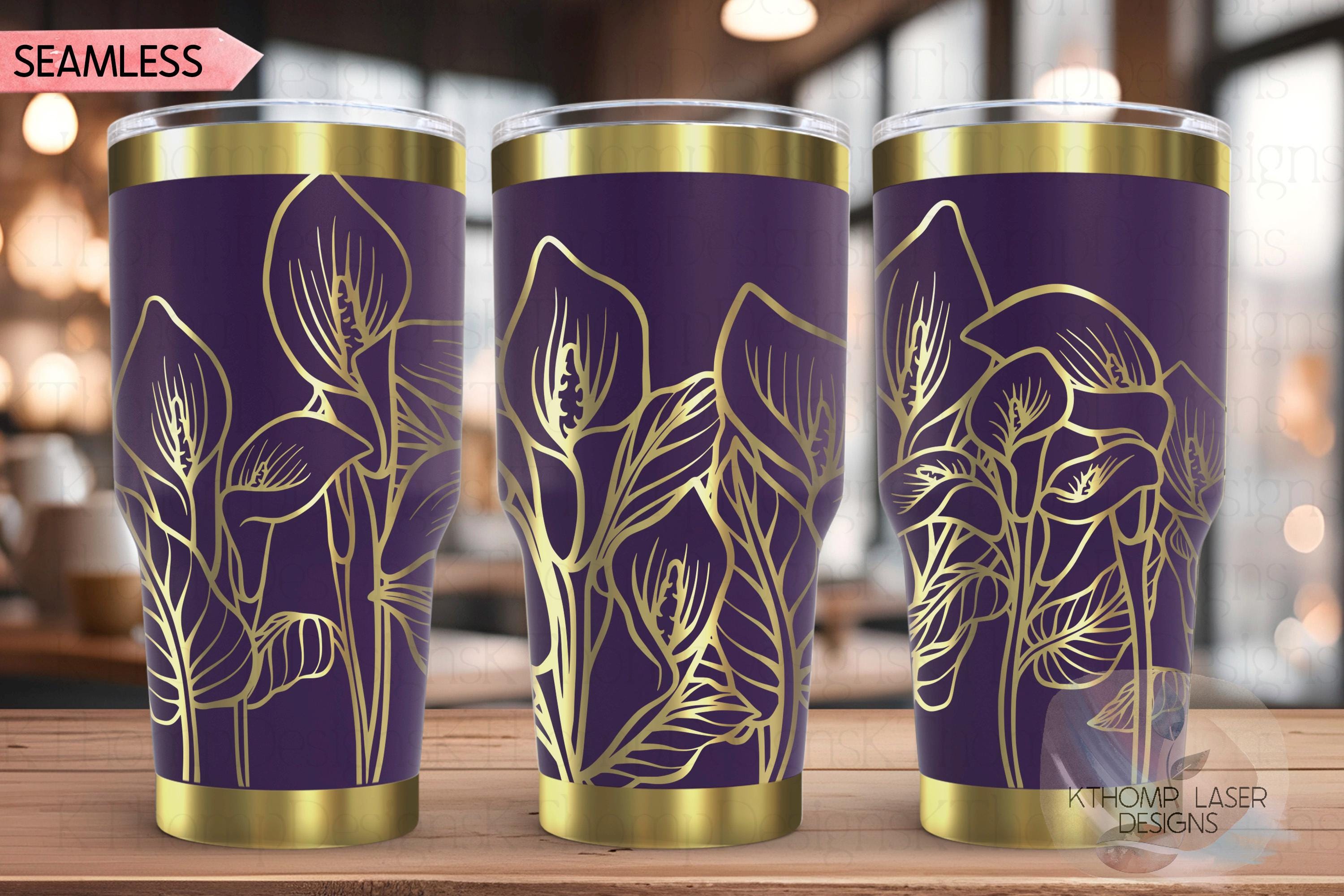 Calla Lilies Tumbler Wrap SVG | 20oz and 30oz Laser Engraving File | Rotary Engrave Digital Design | Floral SVG Design