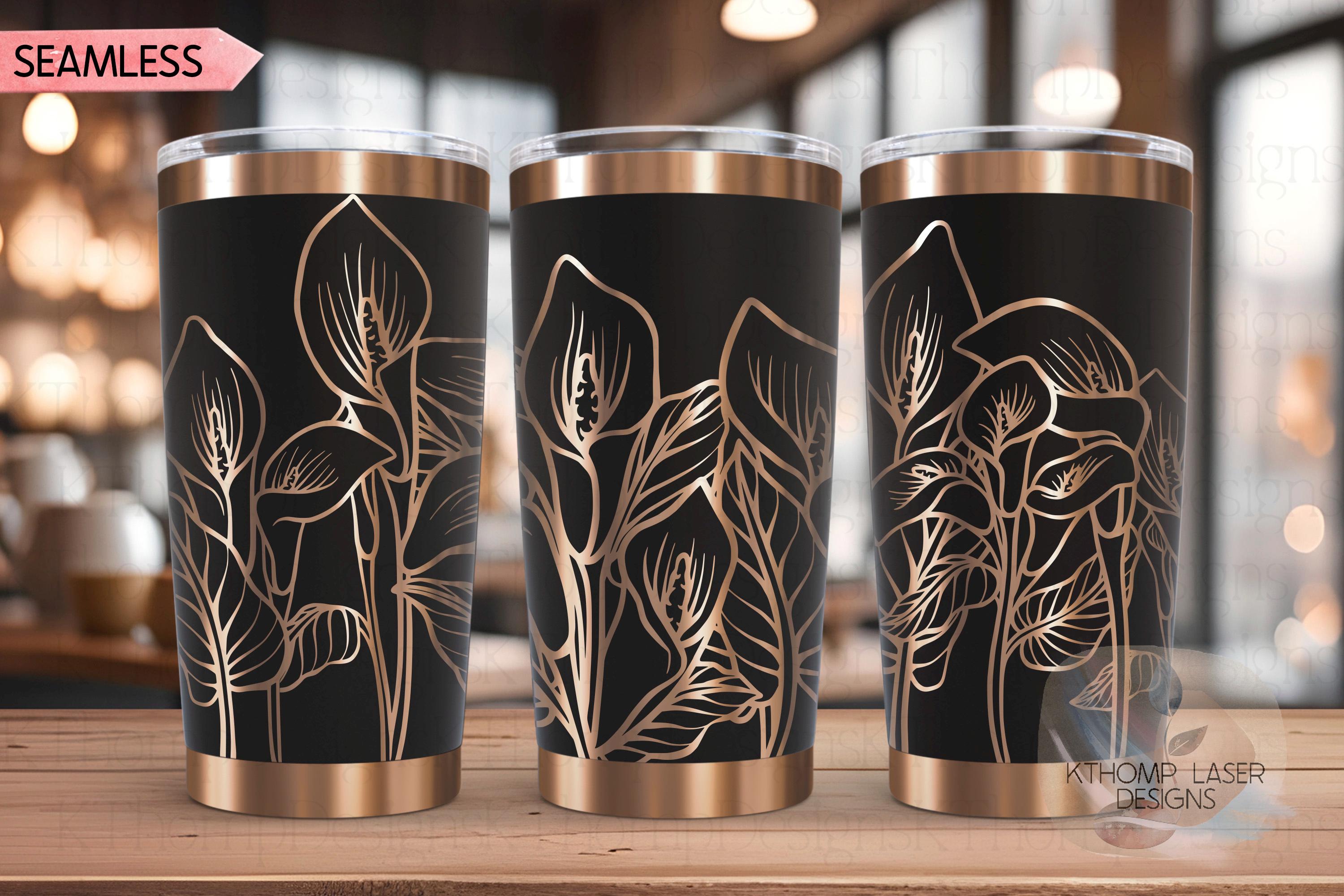 Calla Lilies Tumbler Wrap SVG | 20oz and 30oz Laser Engraving File | Rotary Engrave Digital Design | Floral SVG Design