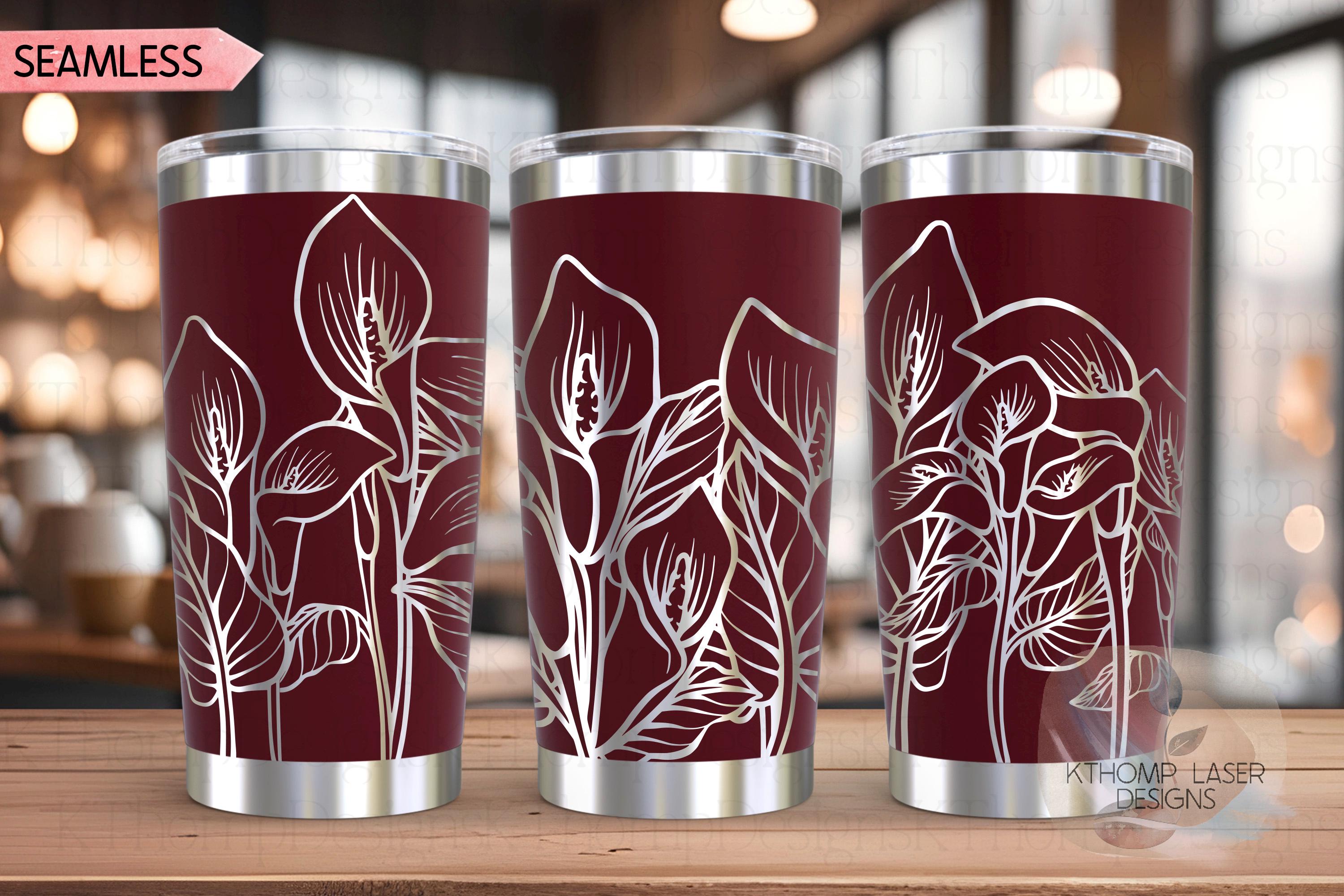 Calla Lilies Tumbler Wrap SVG | 20oz and 30oz Laser Engraving File | Rotary Engrave Digital Design | Floral SVG Design