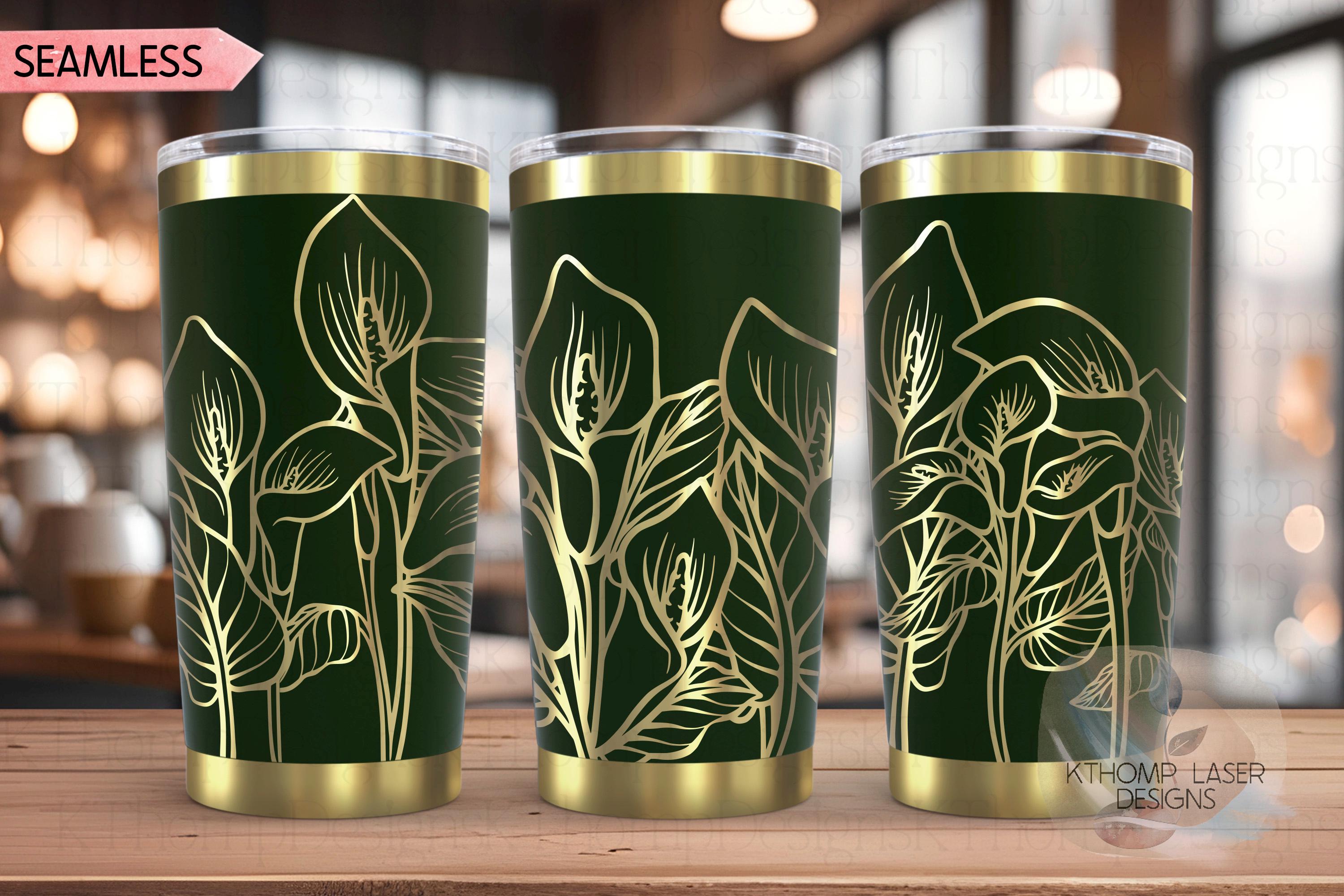 Calla Lilies Tumbler Wrap SVG | 20oz and 30oz Laser Engraving File | Rotary Engrave Digital Design | Floral SVG Design
