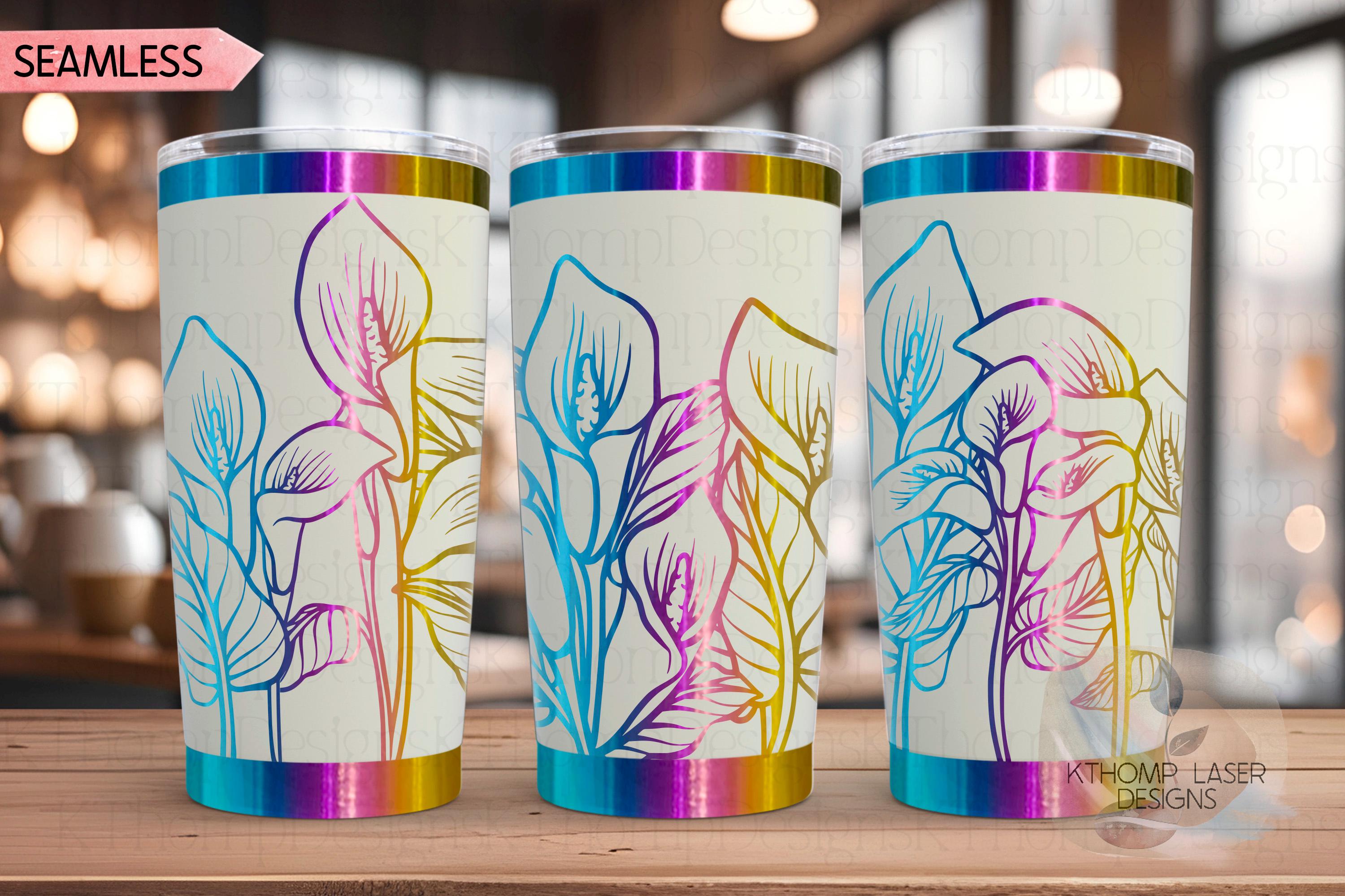 Calla Lilies Tumbler Wrap SVG | 20oz and 30oz Laser Engraving File | Rotary Engrave Digital Design | Floral SVG Design