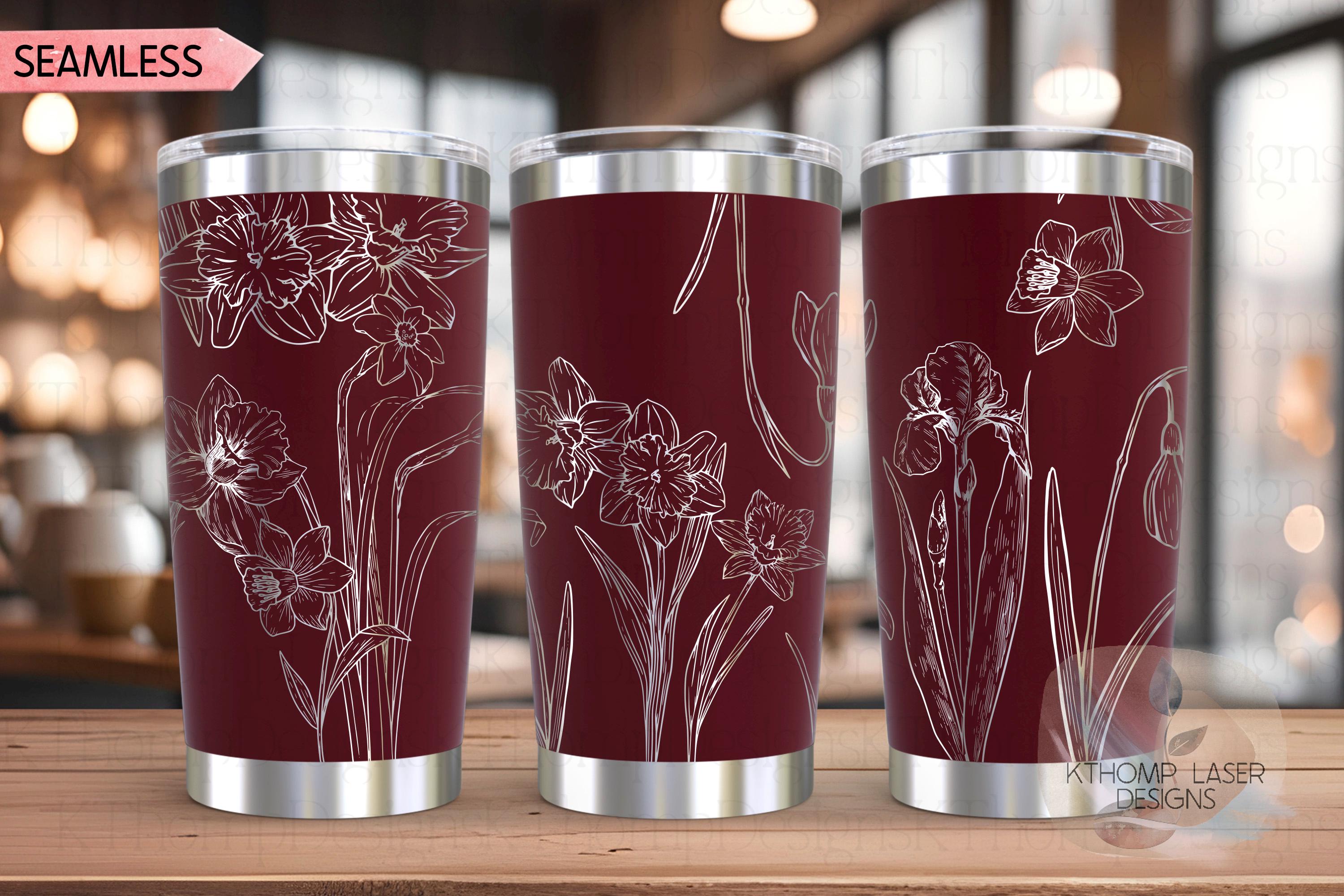 Daffodils Tumbler Wrap SVG | 20oz and 30oz Laser Engraving File | Rotary Engrave Digital Design | Floral SVG Design