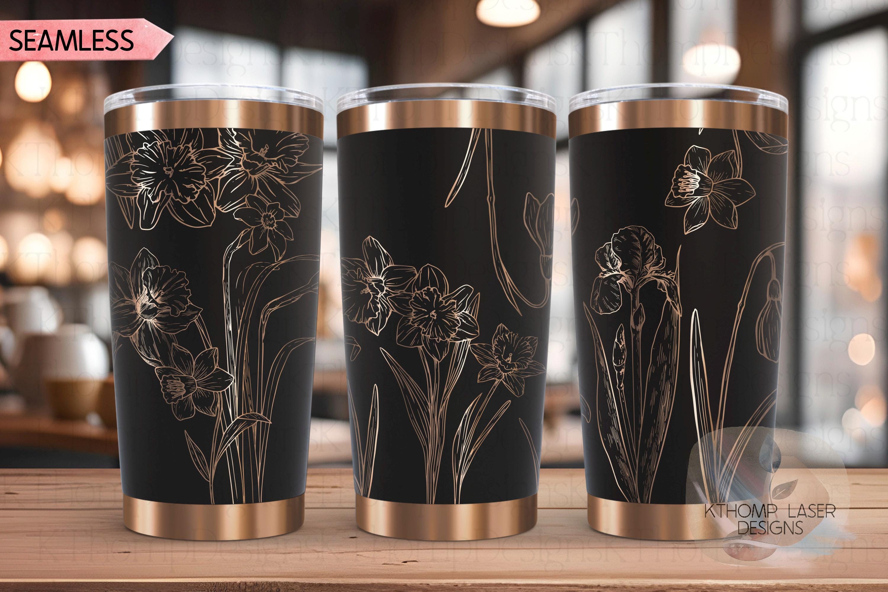 Daffodils Tumbler Wrap SVG | 20oz and 30oz Laser Engraving File | Rotary Engrave Digital Design | Floral SVG Design
