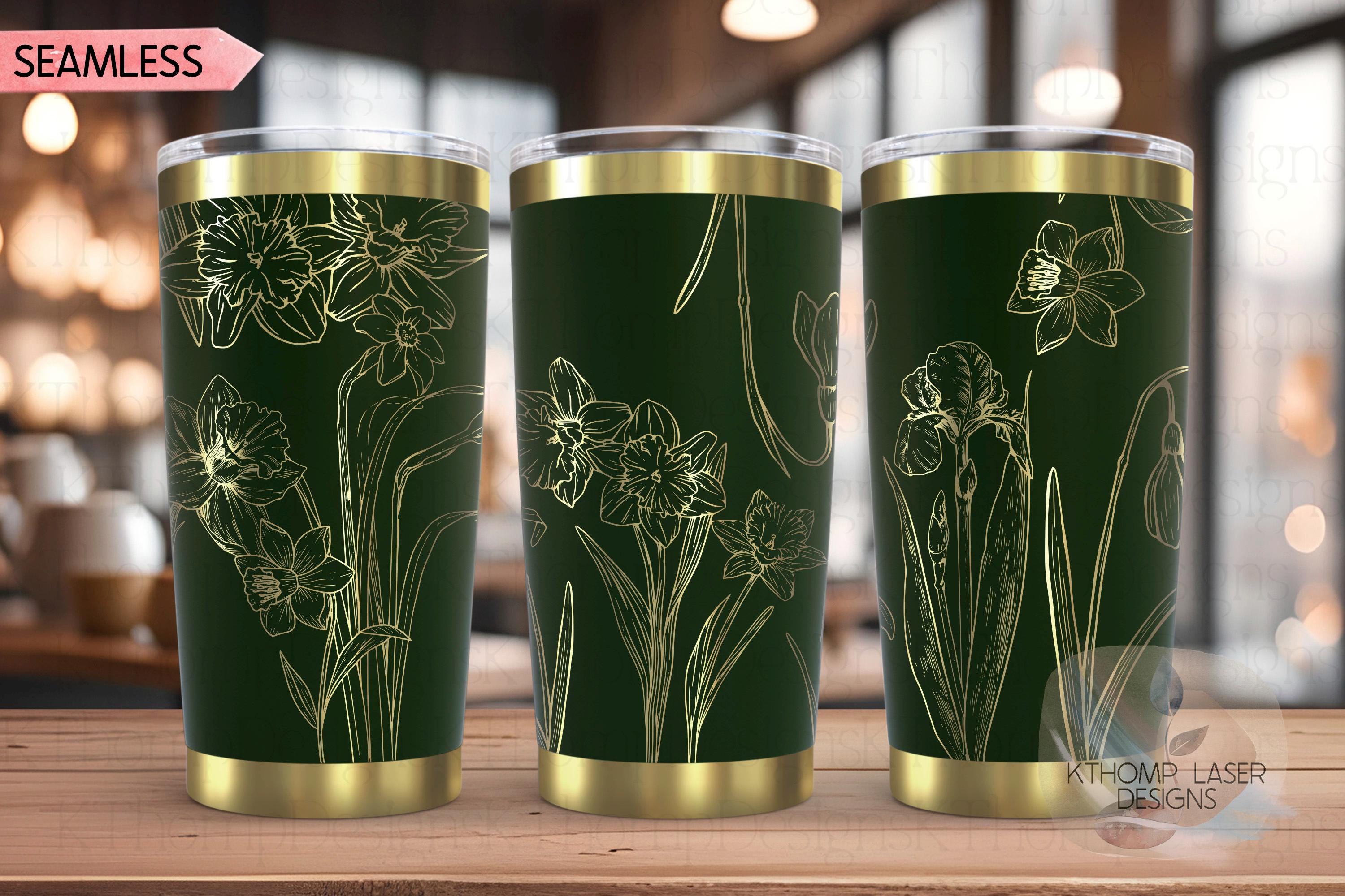 Daffodils Tumbler Wrap SVG | 20oz and 30oz Laser Engraving File | Rotary Engrave Digital Design | Floral SVG Design