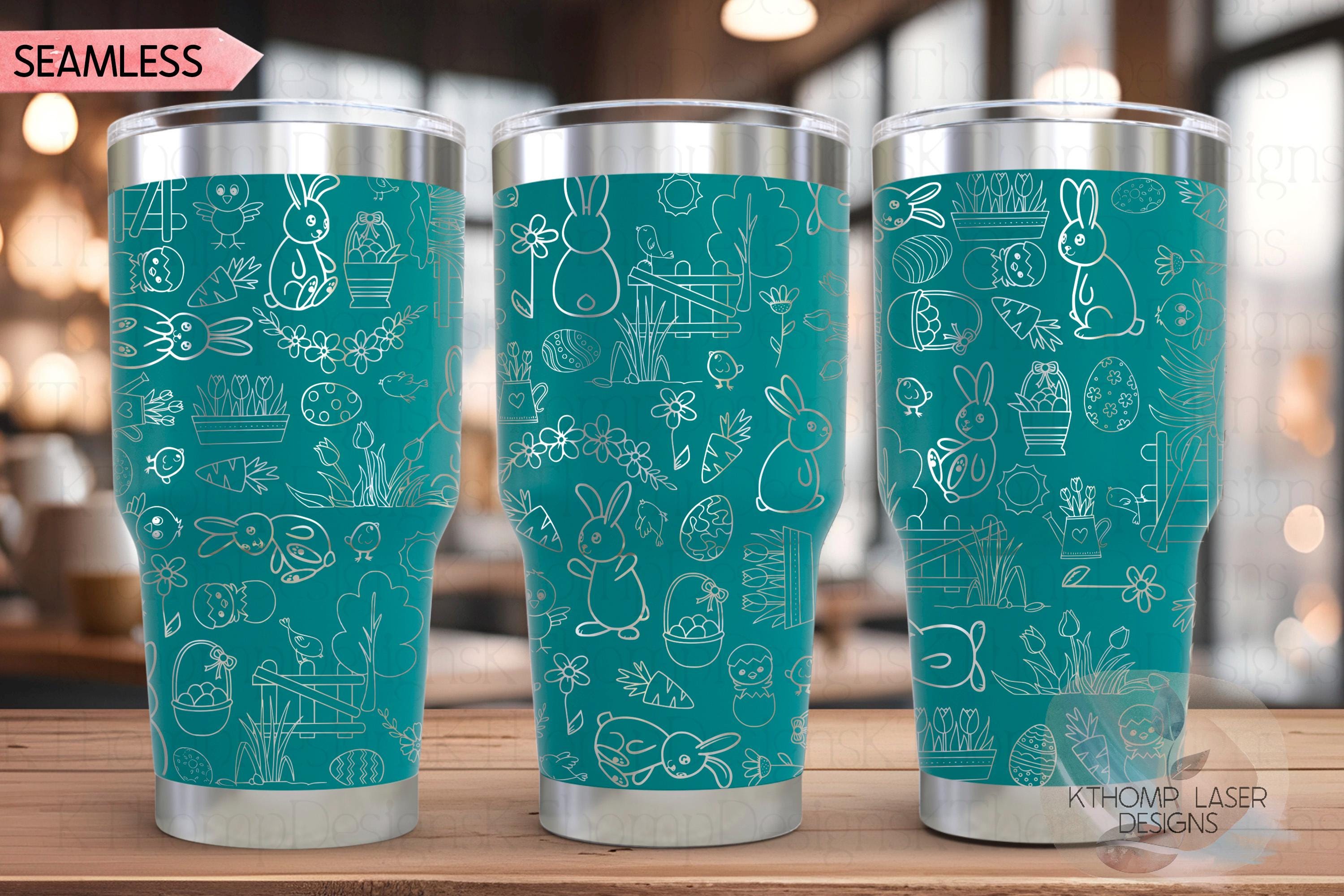 Easter Bunny Doodles Holiday Tumbler Wrap SVG | 20oz and 30oz Laser Engraving File | Rotary Ready Digital Design | Seasonal SVG