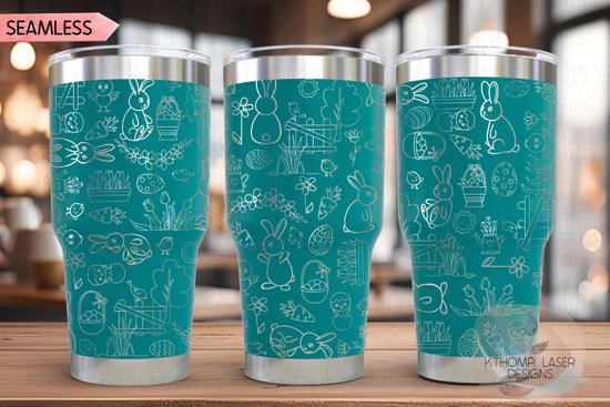 Easter Bunny Doodles Holiday Tumbler Wrap SVG | 20oz and 30oz Laser Engraving File | Rotary Ready Digital Design | Seasonal SVG