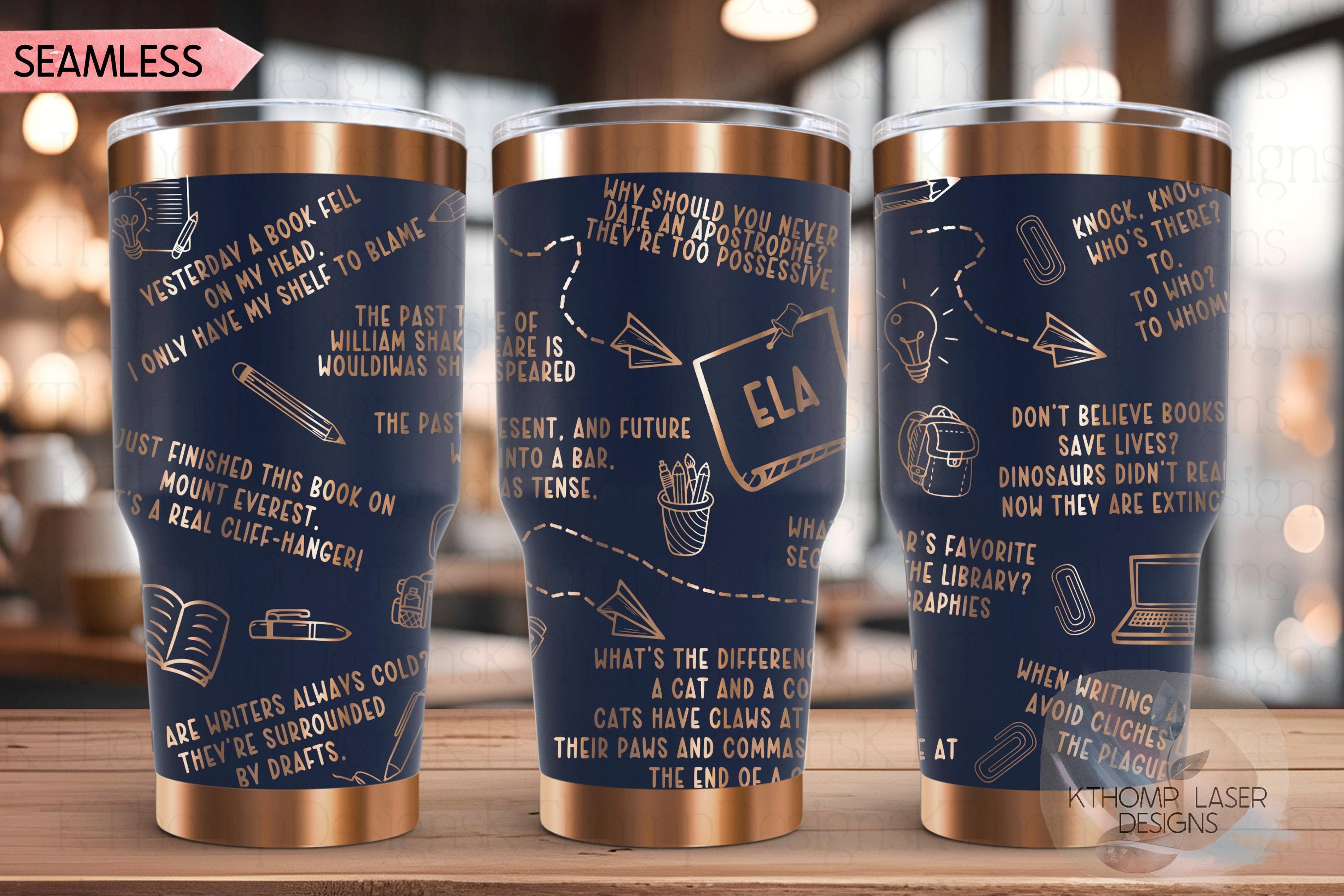 ELA Puns Tumbler Wrap SVG | 20oz and 30oz Laser Engraving File | Rotary Ready Digital Design | Career Gift SVG