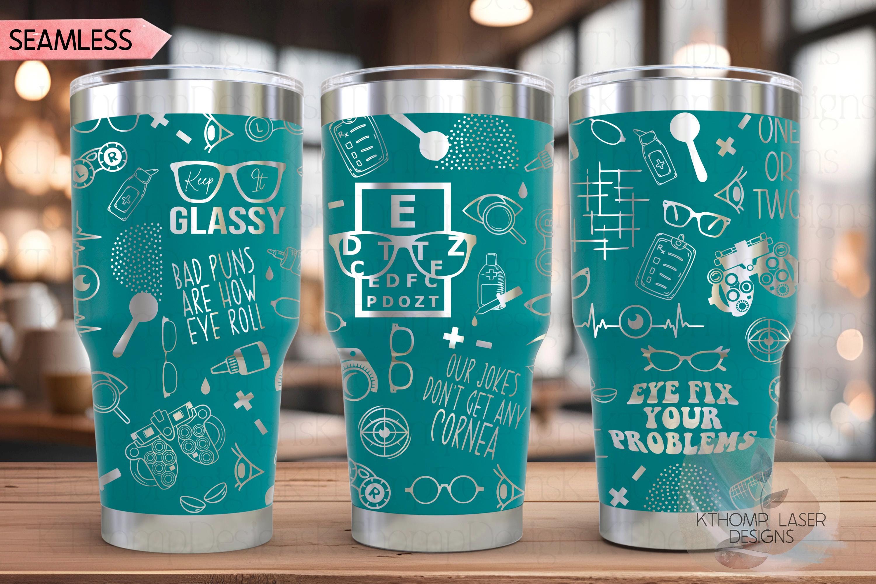 Optometry Optometrist Ophthalmologist Tumbler Wrap SVG | 20oz and 30oz Laser Engraving File | Rotary Ready Digital Design | Career Gift SVG