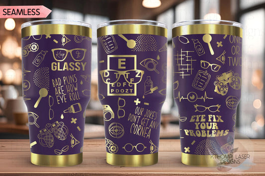 Optometry Optometrist Ophthalmologist Tumbler Wrap SVG | 20oz and 30oz Laser Engraving File | Rotary Ready Digital Design | Career Gift SVG