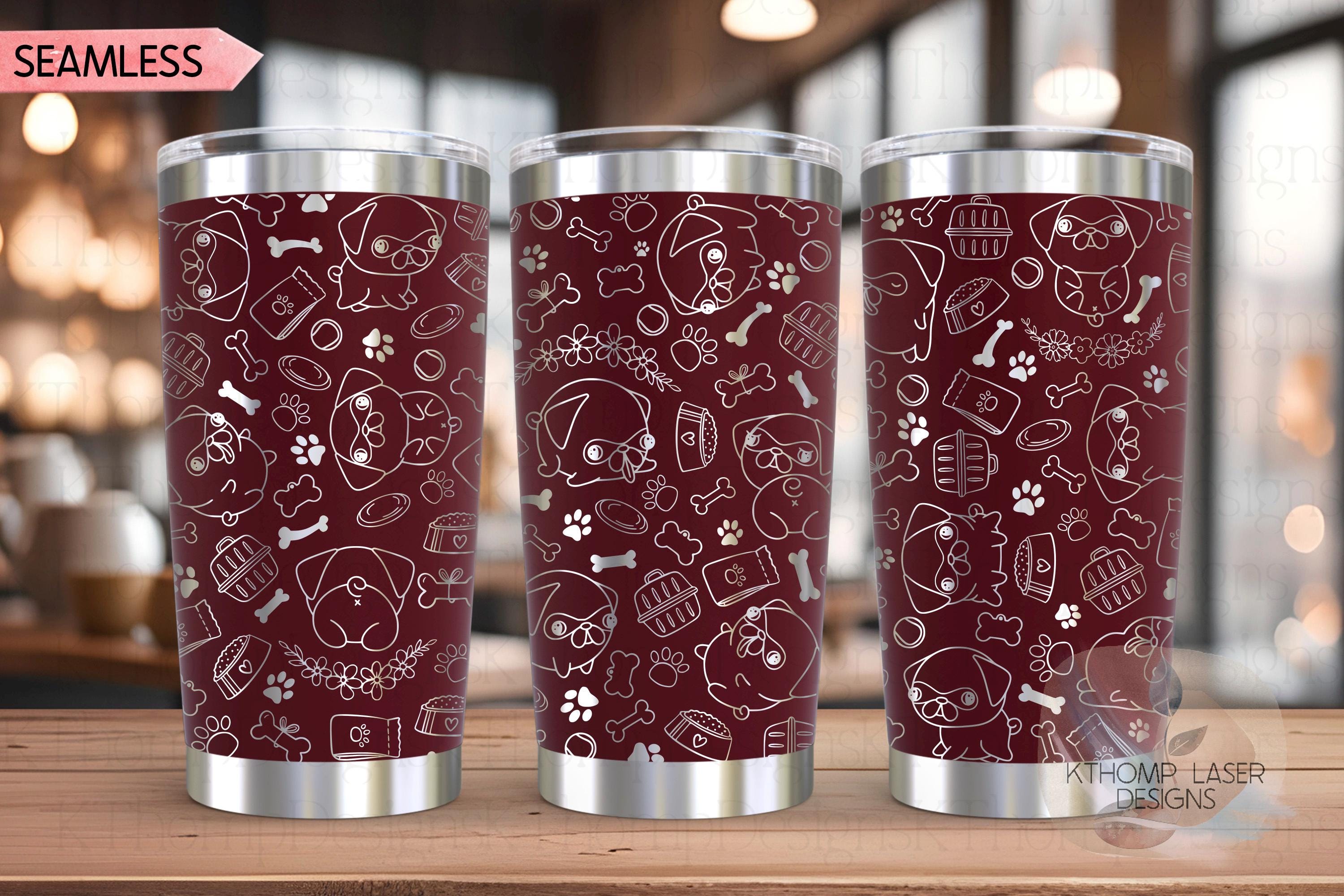 Pugs Tumbler Wrap SVG | 20oz and 30oz Laser Engraving File | Rotary Engrave Digital Design | Dog Lover Gift