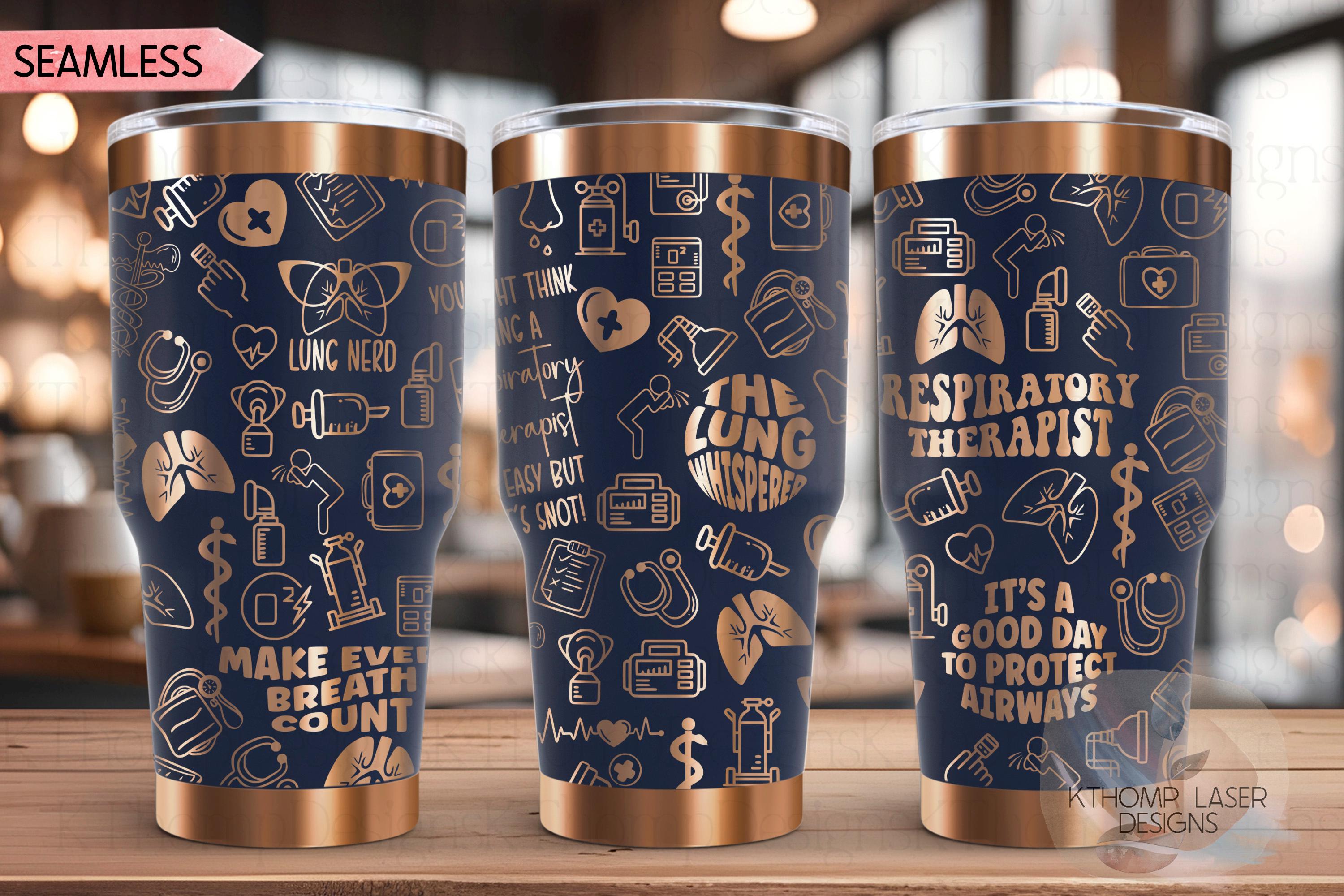 Respiratory Therapist Tumbler Wrap SVG | 20oz and 30oz Laser Engraving File | Rotary Ready Digital Design | Career Gift SVG