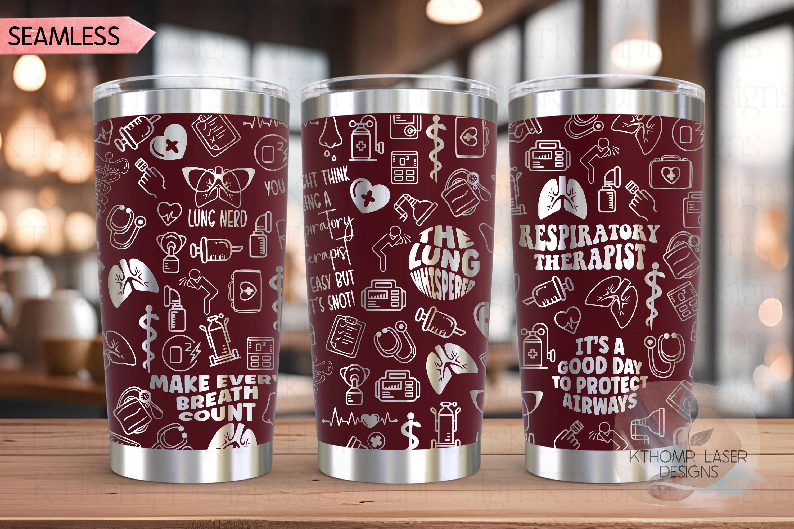 Respiratory Therapist Tumbler Wrap SVG | 20oz and 30oz Laser Engraving File | Rotary Ready Digital Design | Career Gift SVG