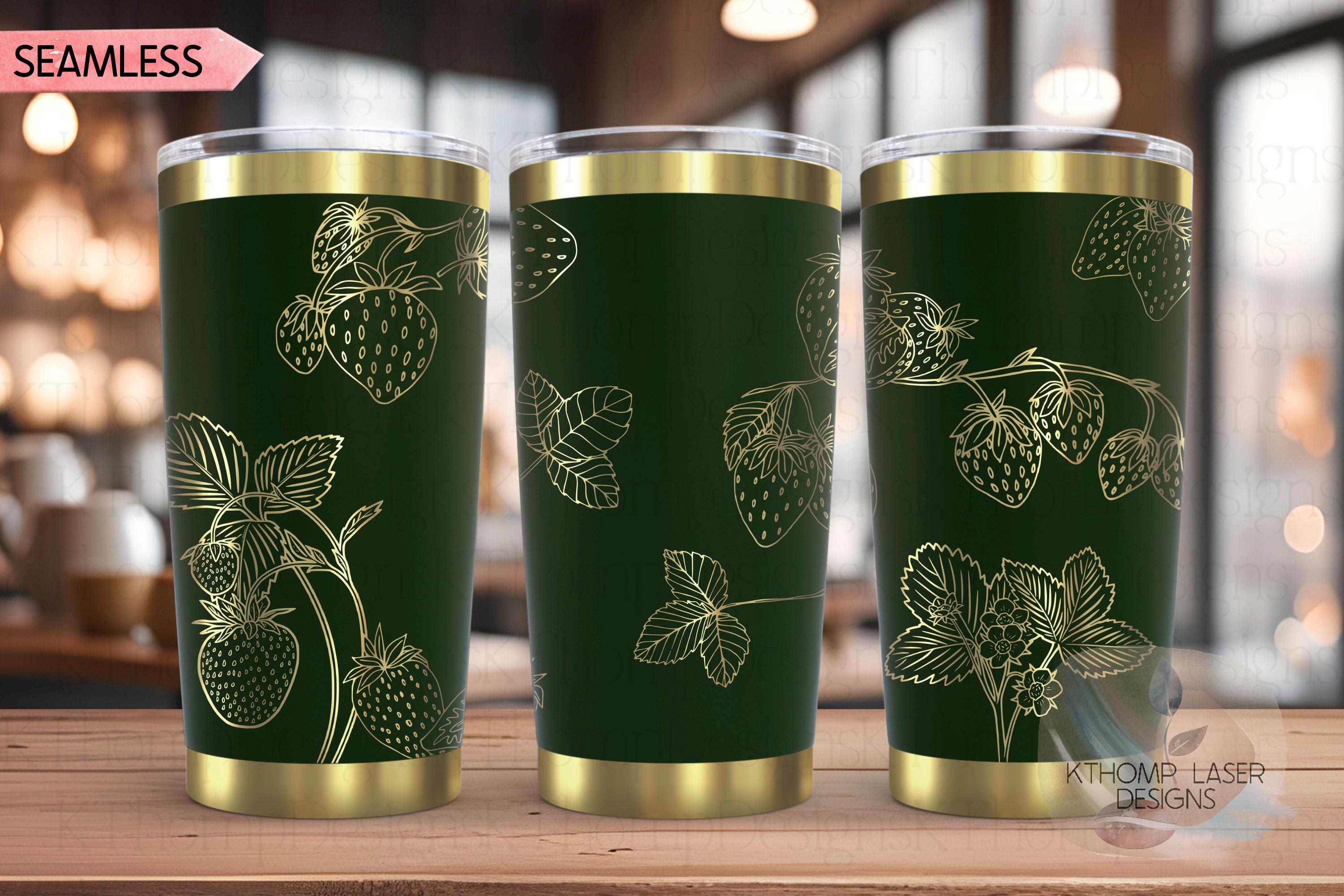 Strawberries Fruit Tumbler Wrap SVG | 20oz and 30oz Laser Engraving File | Rotary Ready Digital Design | Foodie SVG