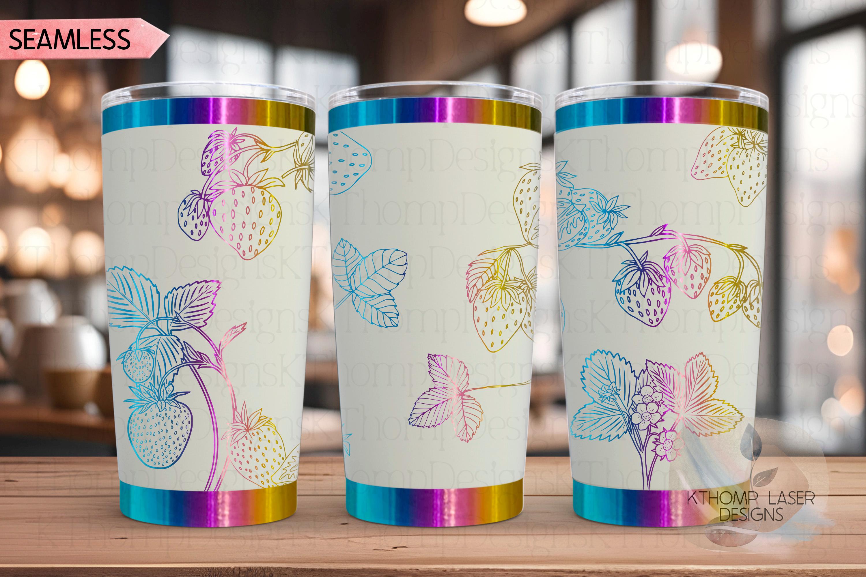 Strawberries Fruit Tumbler Wrap SVG | 20oz and 30oz Laser Engraving File | Rotary Ready Digital Design | Foodie SVG