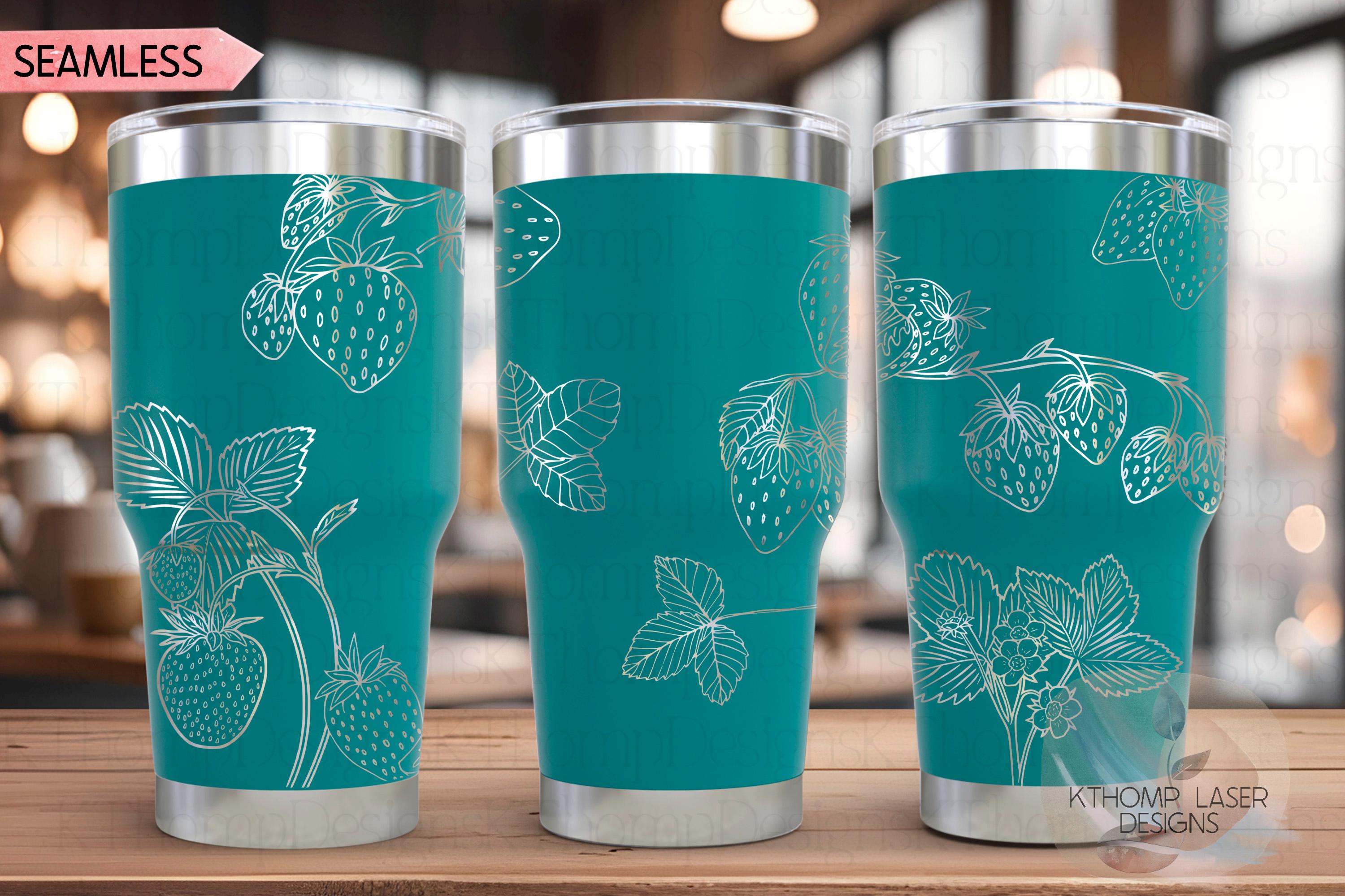 Strawberries Fruit Tumbler Wrap SVG | 20oz and 30oz Laser Engraving File | Rotary Ready Digital Design | Foodie SVG