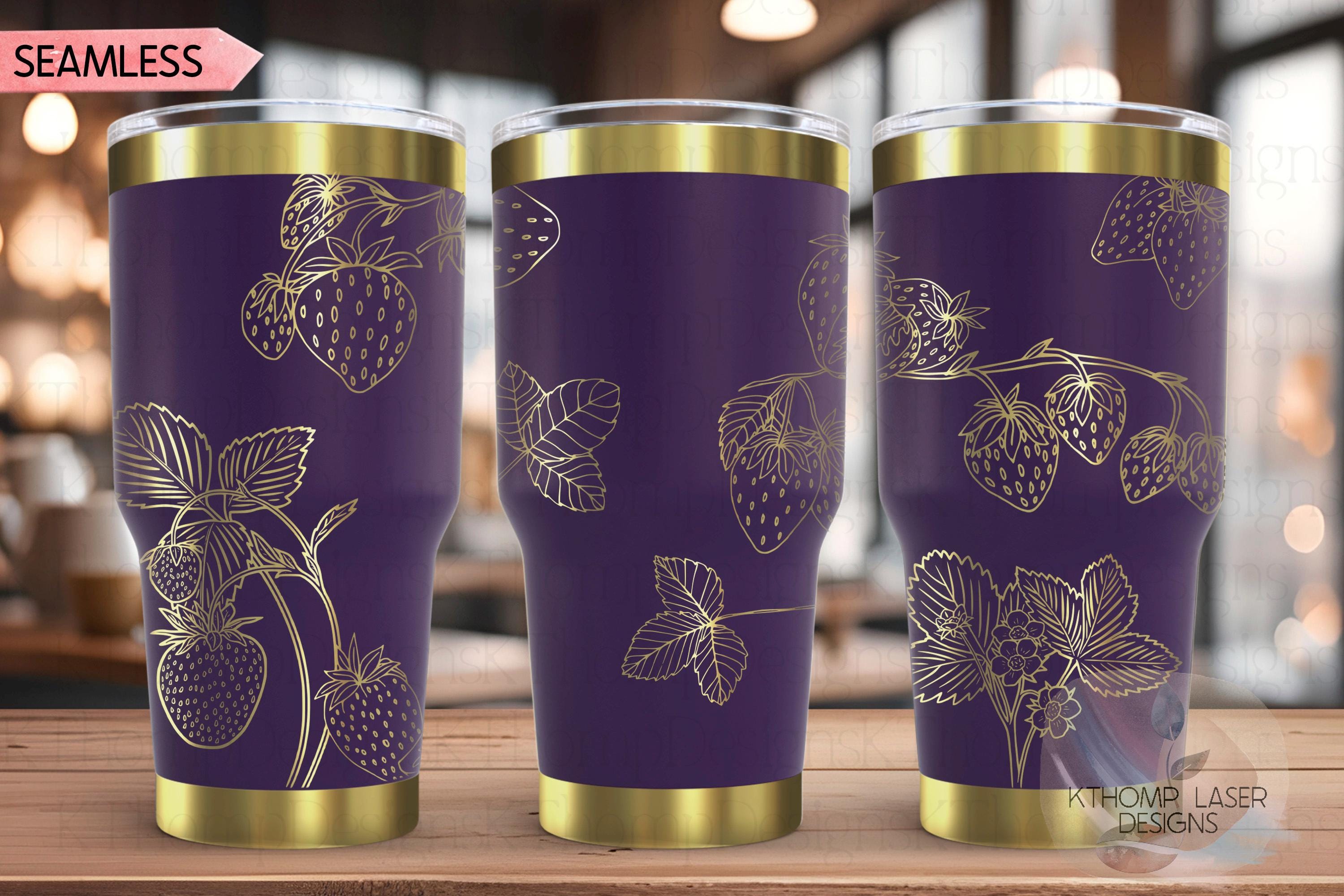 Strawberries Fruit Tumbler Wrap SVG | 20oz and 30oz Laser Engraving File | Rotary Ready Digital Design | Foodie SVG