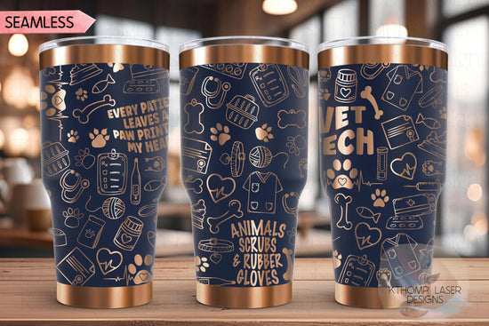 Veterinarian Vet Tech Tumbler Wrap SVG | 20oz and 30ozLaser Engraving File | Rotary Ready Digital Design | Career Gift SVG