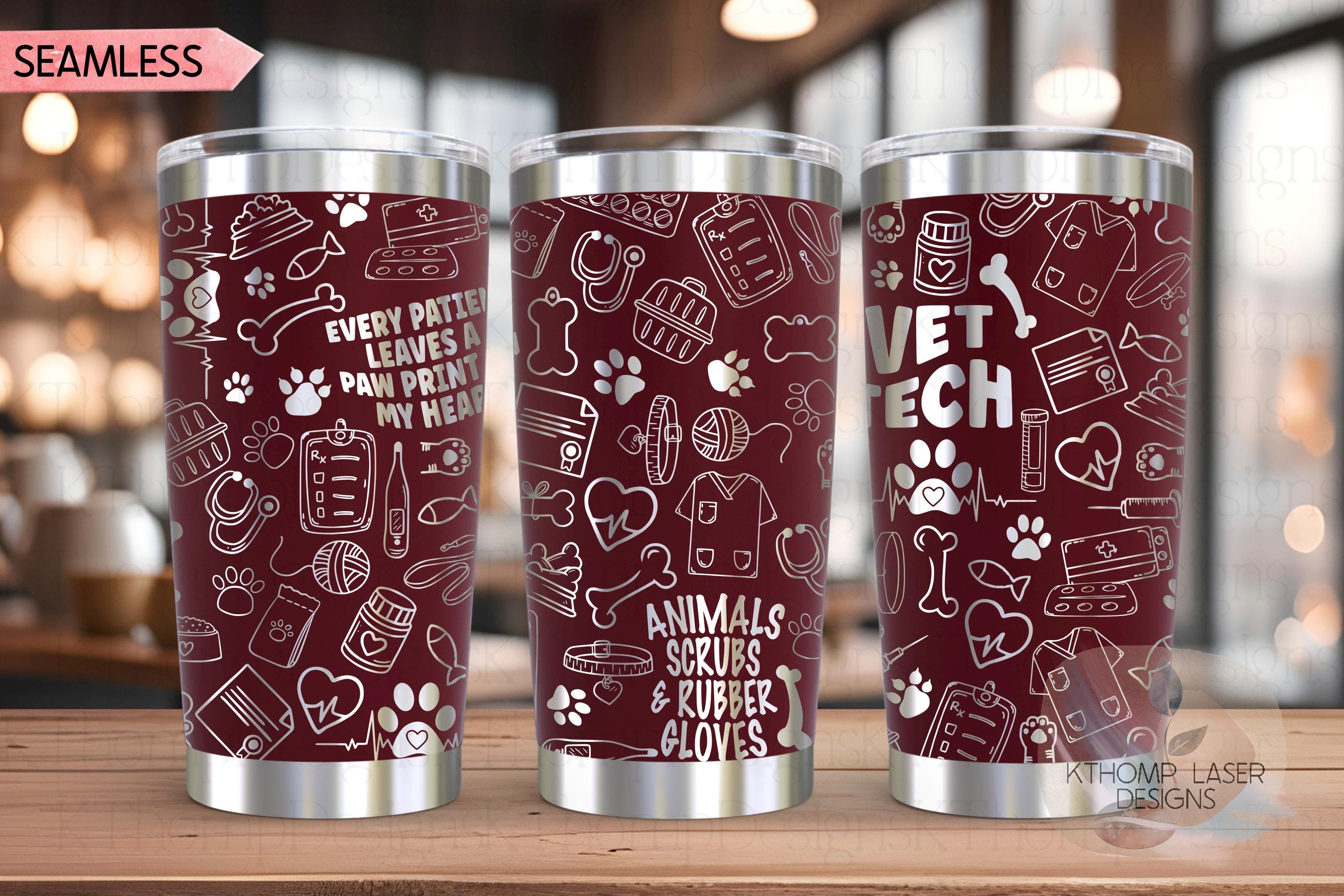 Veterinarian Vet Tech Tumbler Wrap SVG | 20oz and 30ozLaser Engraving File | Rotary Ready Digital Design | Career Gift SVG