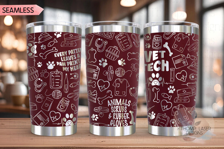 Veterinarian Vet Tech Tumbler Wrap SVG | 20oz and 30ozLaser Engraving File | Rotary Ready Digital Design | Career Gift SVG