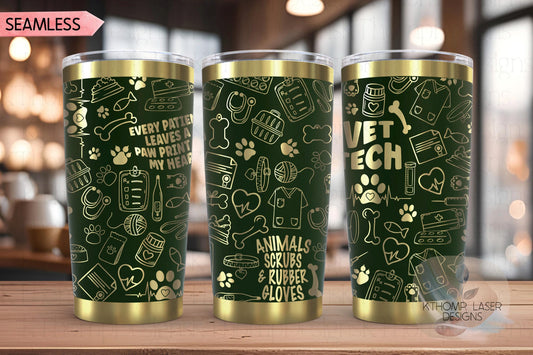 Veterinarian Vet Tech Tumbler Wrap SVG | 20oz and 30ozLaser Engraving File | Rotary Ready Digital Design | Career Gift SVG