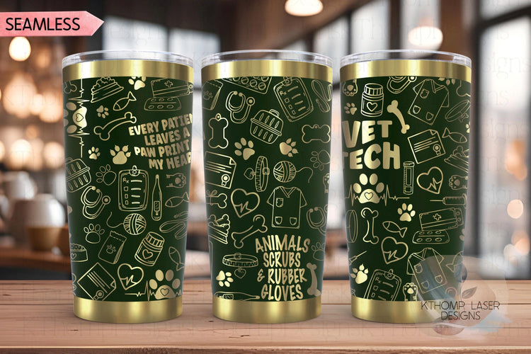 Veterinarian Vet Tech Tumbler Wrap SVG | 20oz and 30ozLaser Engraving File | Rotary Ready Digital Design | Career Gift SVG