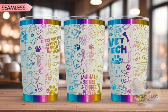 Veterinarian Vet Tech Tumbler Wrap SVG | 20oz and 30ozLaser Engraving File | Rotary Ready Digital Design | Career Gift SVG