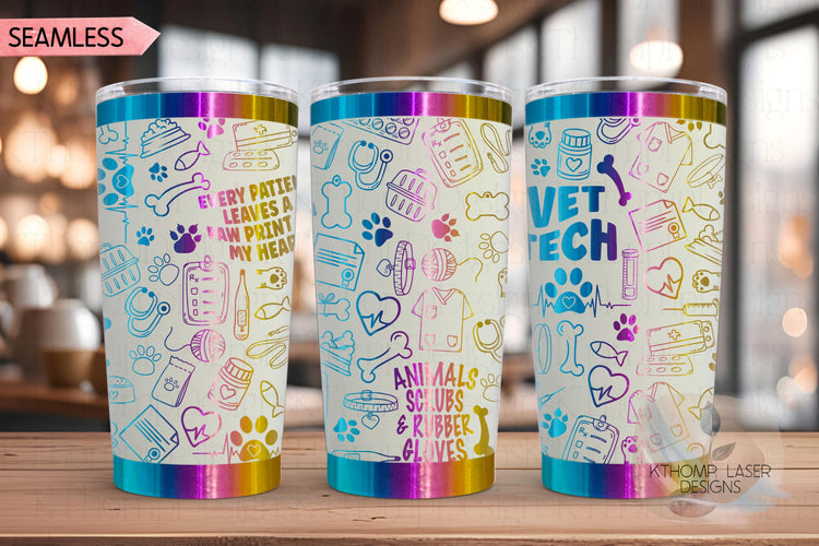 Veterinarian Vet Tech Tumbler Wrap SVG | 20oz and 30ozLaser Engraving File | Rotary Ready Digital Design | Career Gift SVG