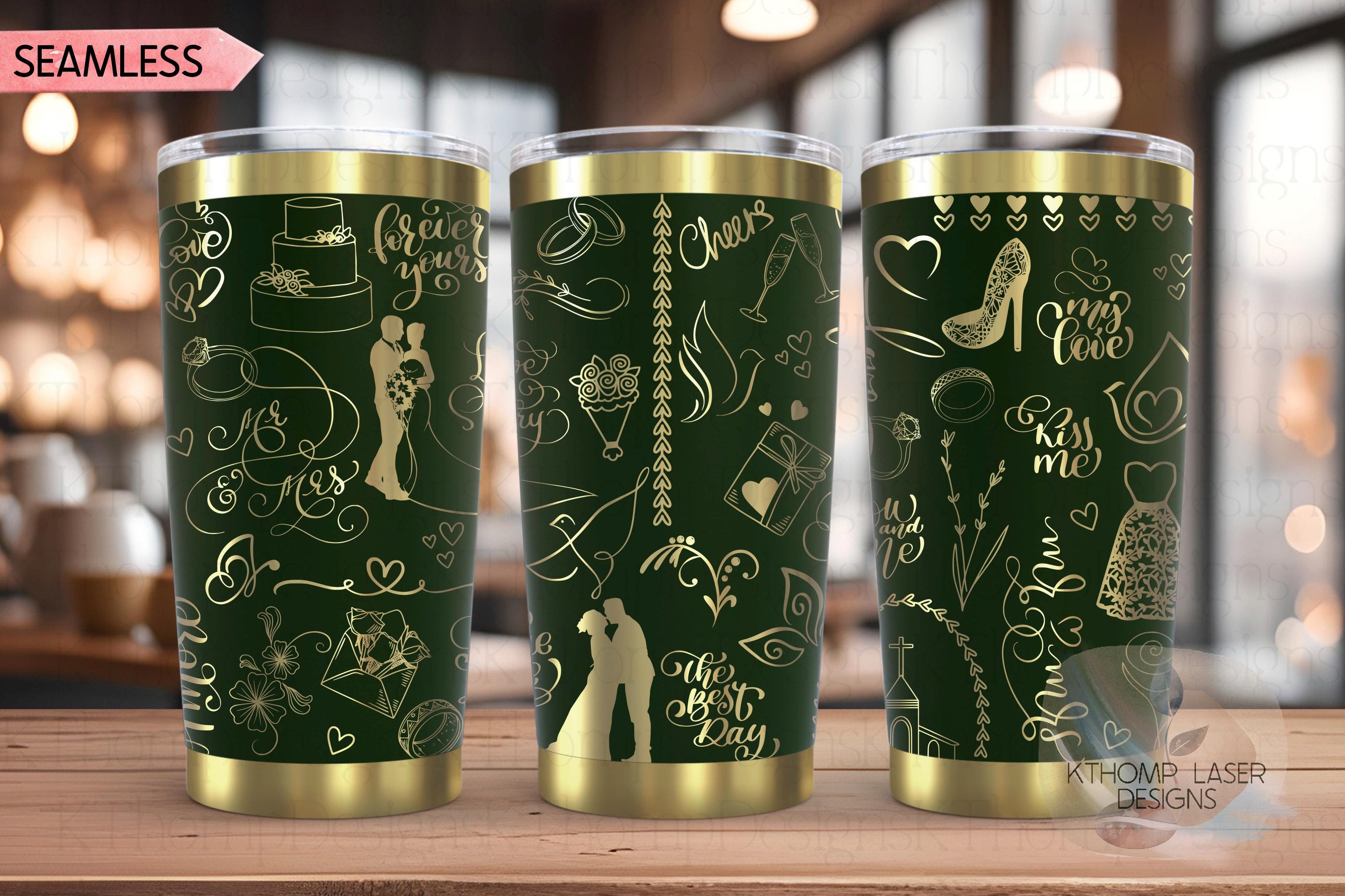 Wedding Bride Marriage Tumbler Wrap SVG | 20oz and 30oz Laser Engraving File | Rotary Ready Digital Design | Graduation Wedding SVG