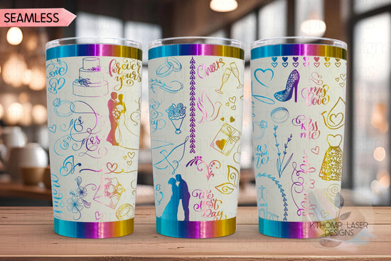 Wedding Bride Marriage Tumbler Wrap SVG | 20oz and 30oz Laser Engraving File | Rotary Ready Digital Design | Graduation Wedding SVG