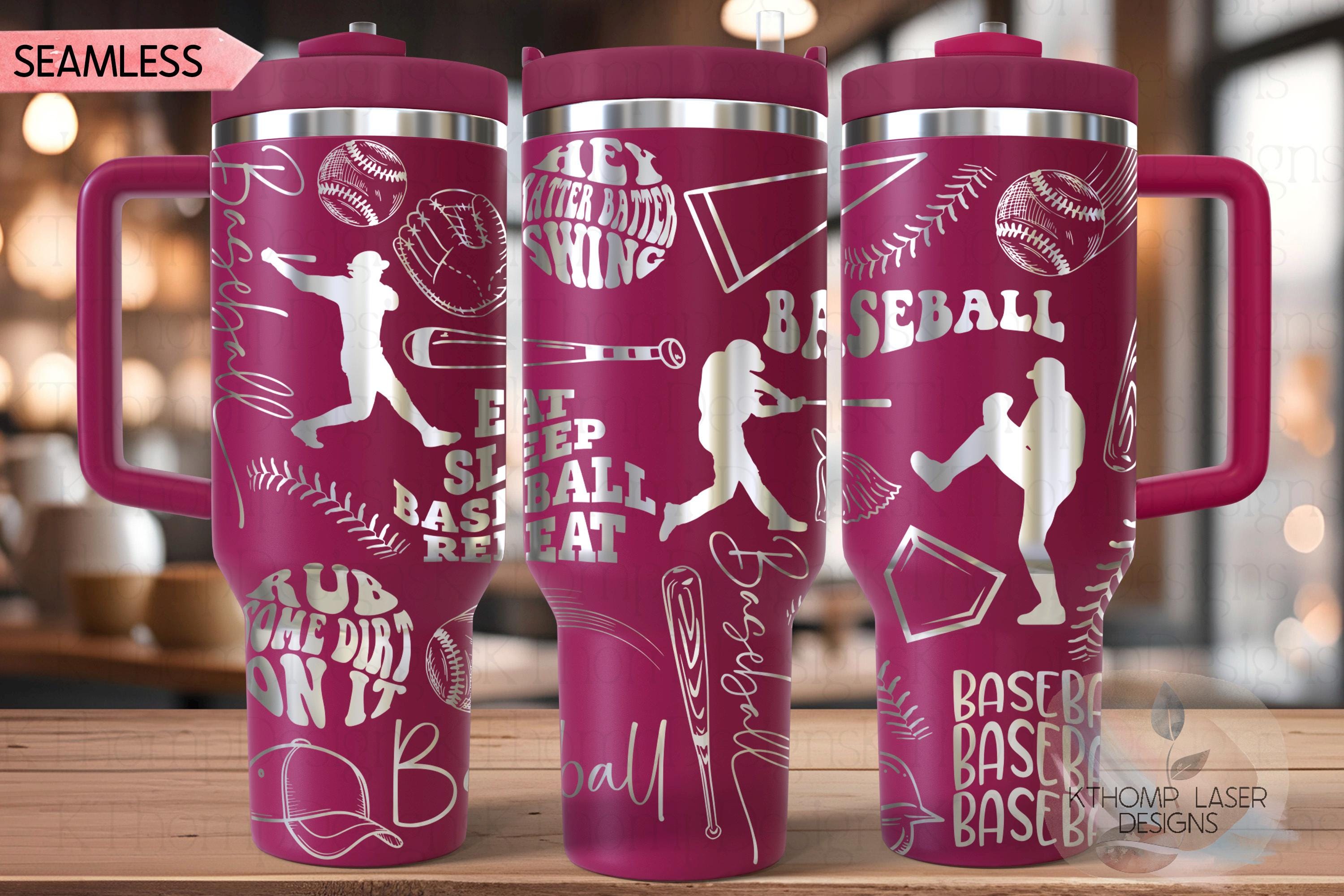 Baseball Player Tumbler Wrap SVG | 40oz Laser Engraving File | Rotary Ready Digital Design | Sports Fan SVG