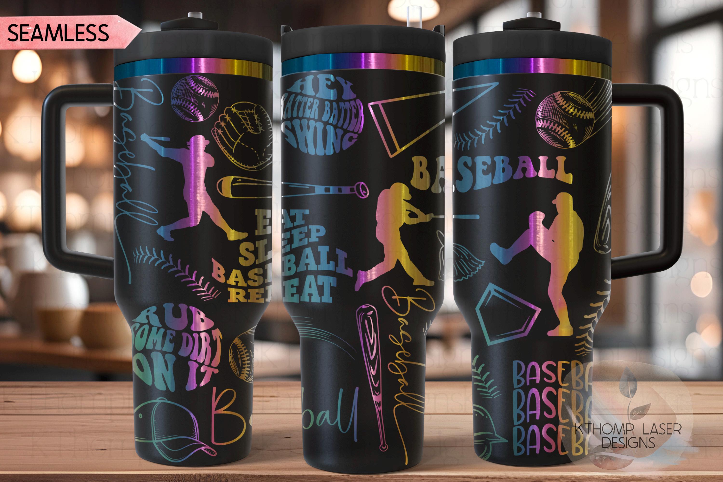 Baseball Player Tumbler Wrap SVG | 40oz Laser Engraving File | Rotary Ready Digital Design | Sports Fan SVG