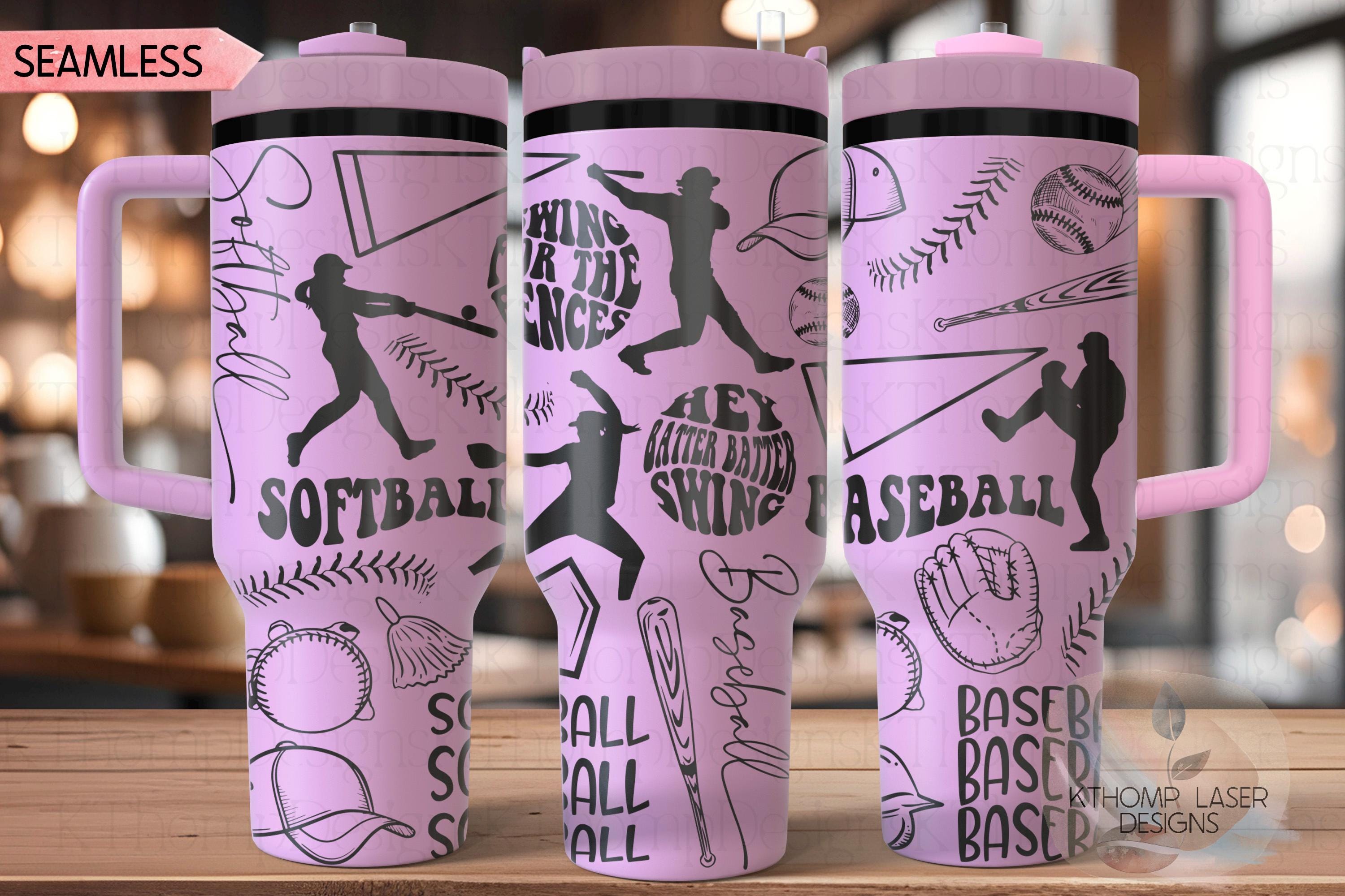 Baseball Softball Doodles Combo Tumbler Wrap SVG | 40oz Laser Engraving File | Rotary Ready Digital Design | Sports Fan SVG