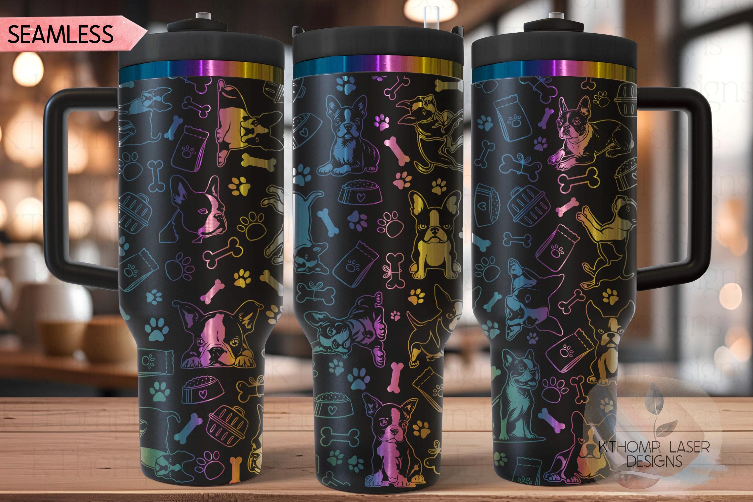 Boston Terrier Tumbler Wrap SVG | 40oz Laser Engraving File | Rotary Engrave Digital Design | Dog Lover Gift