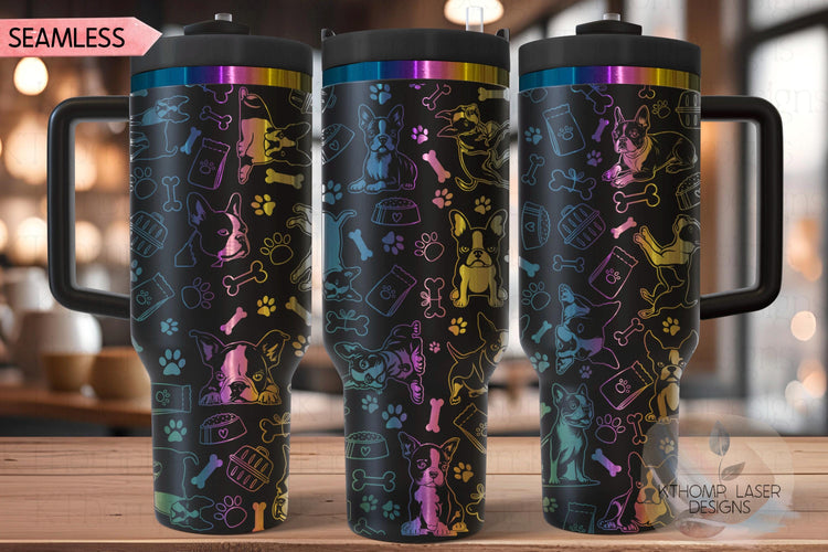 Boston Terrier Tumbler Wrap SVG | 40oz Laser Engraving File | Rotary Engrave Digital Design | Dog Lover Gift
