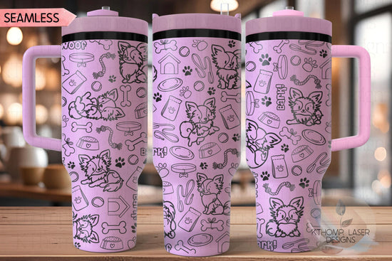 Papillion Tumbler Wrap SVG | 40oz Laser Engraving File | Rotary Engrave Digital Design | Dog Lover Gift
