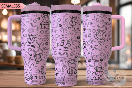 Schnauzer Tumbler Wrap SVG | 40oz Laser Engraving File | Rotary Engrave Digital Design | Dog Lover Gift