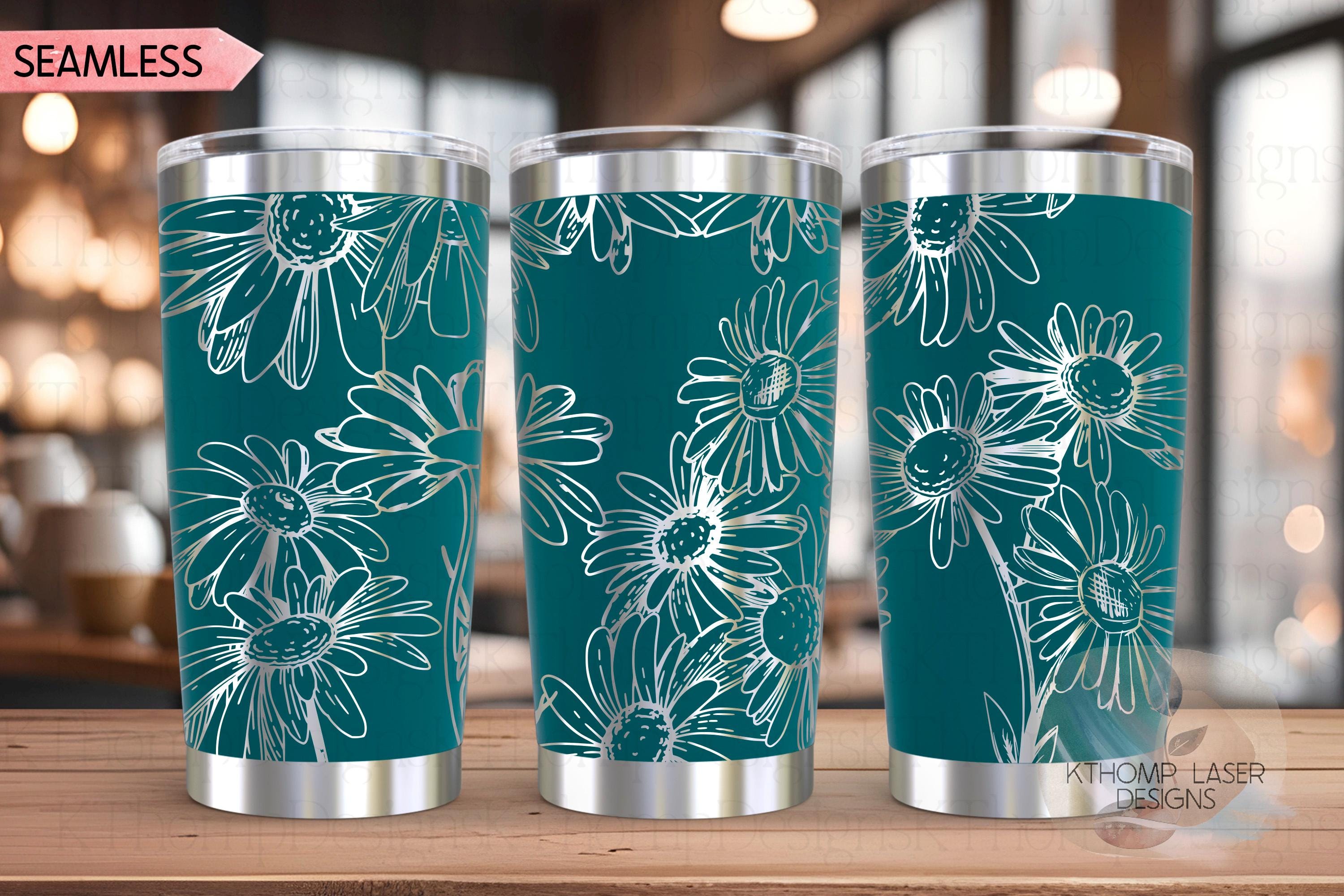 Daisies Tumbler Wrap SVG | 20oz and 30oz Laser Engraving File | Rotary Engrave Digital Design | Floral SVG Design