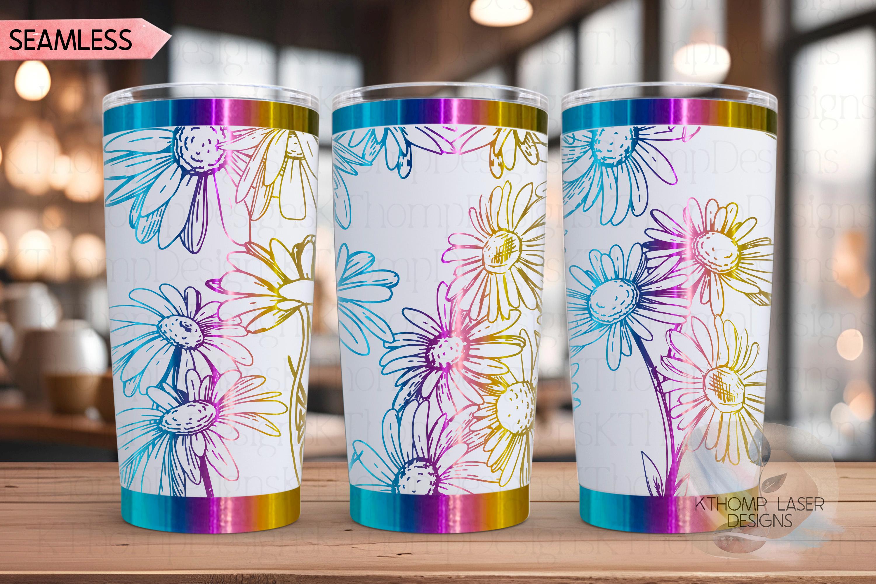 Daisies Tumbler Wrap SVG | 20oz and 30oz Laser Engraving File | Rotary Engrave Digital Design | Floral SVG Design