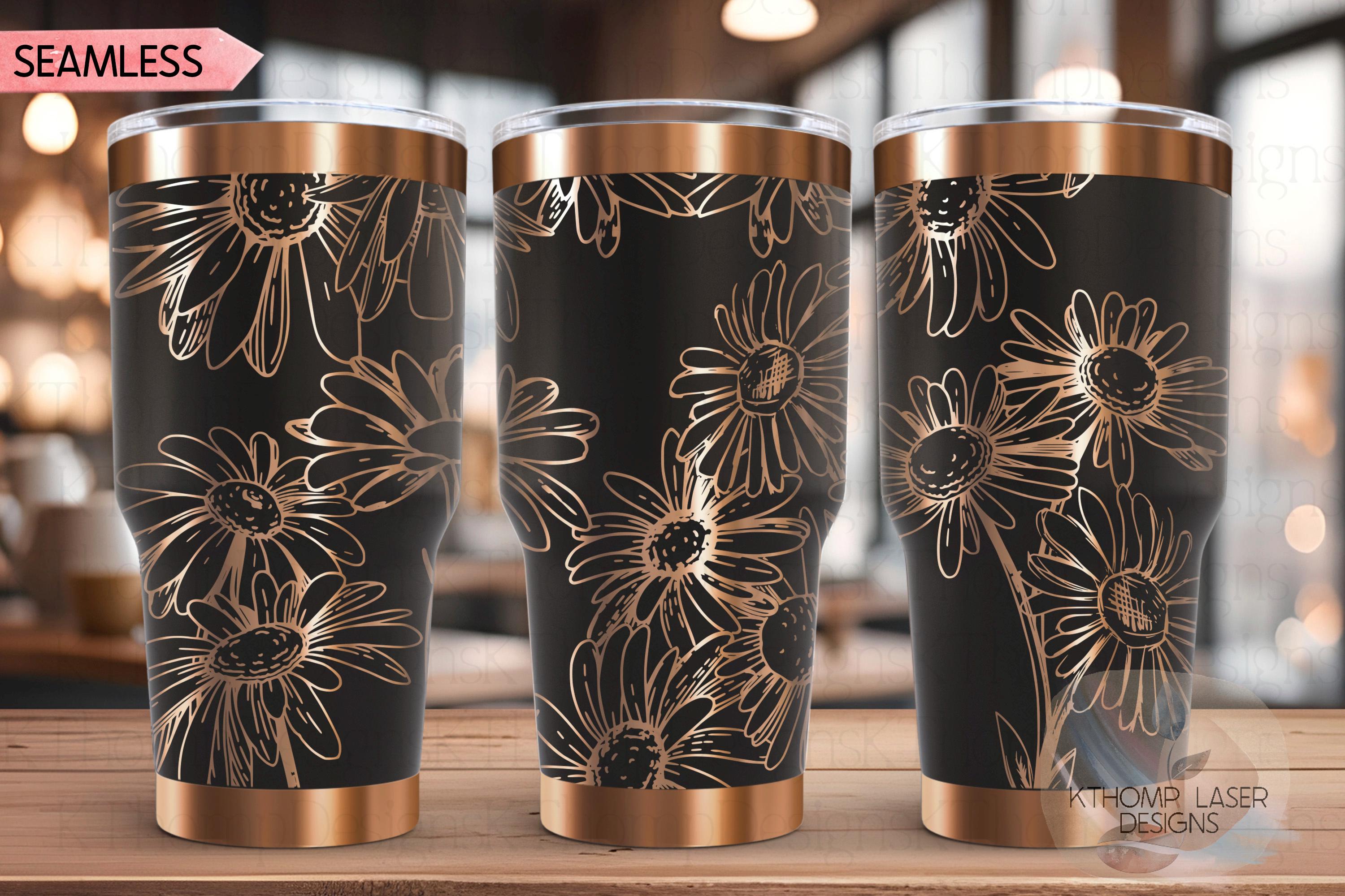 Daisies Tumbler Wrap SVG | 20oz and 30oz Laser Engraving File | Rotary Engrave Digital Design | Floral SVG Design