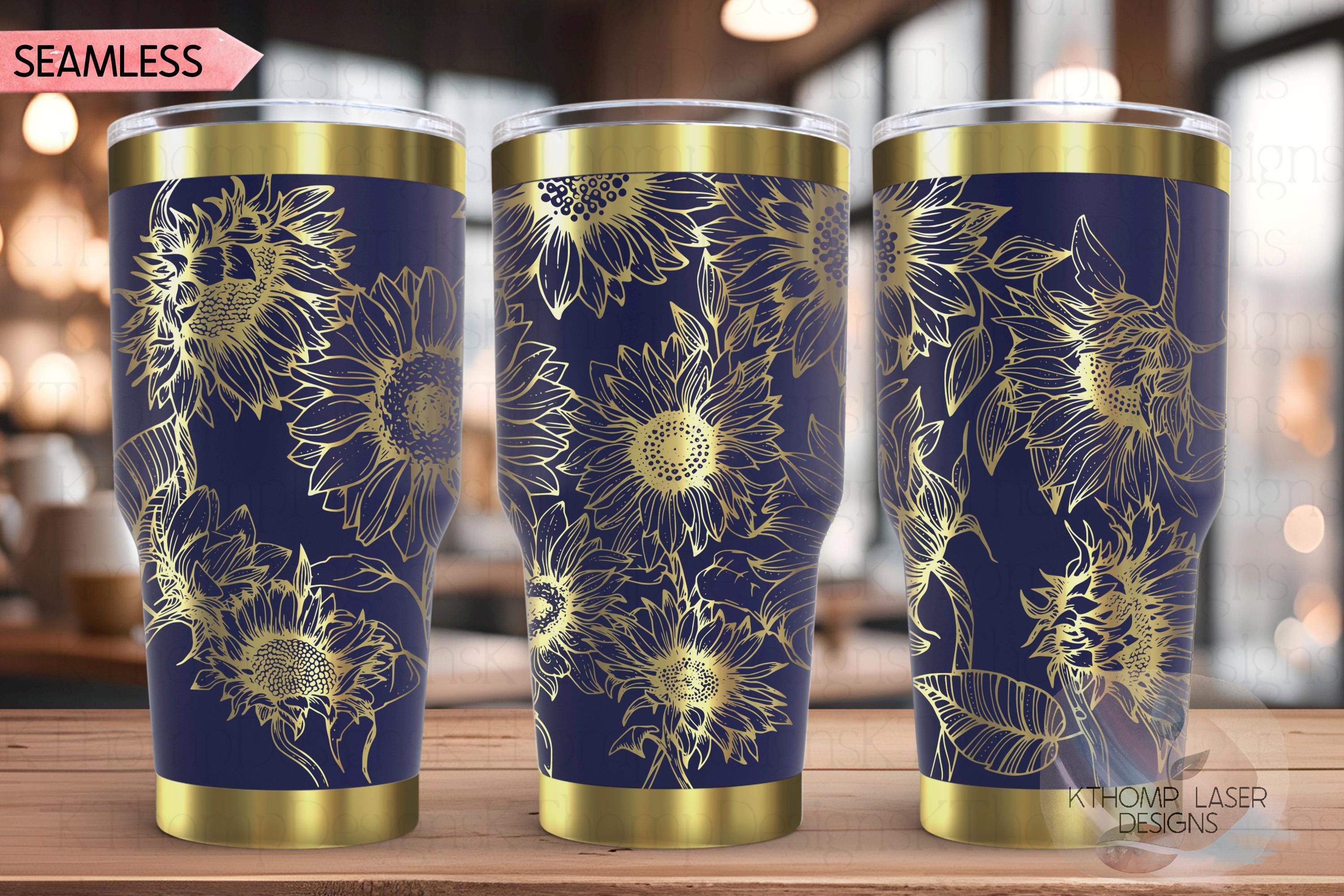 Sunflowers Tumbler Wrap SVG | 20oz and 30oz Laser Engraving File | Rotary Engrave Digital Design | Floral SVG Design