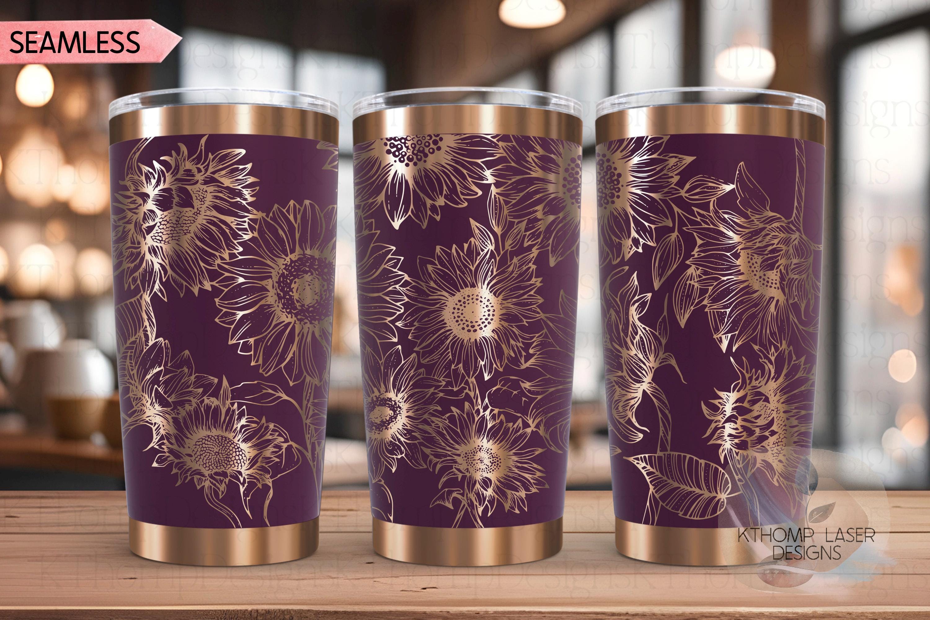Sunflowers Tumbler Wrap SVG | 20oz and 30oz Laser Engraving File | Rotary Engrave Digital Design | Floral SVG Design